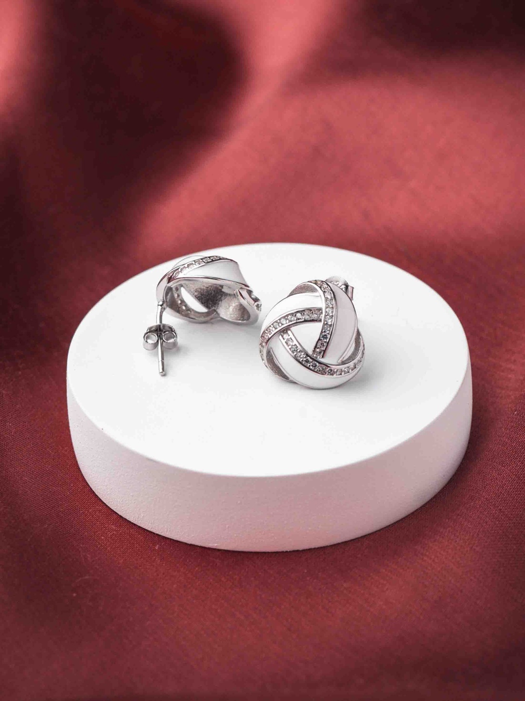 

STERLYN Triangular Studs Earrings, Silver