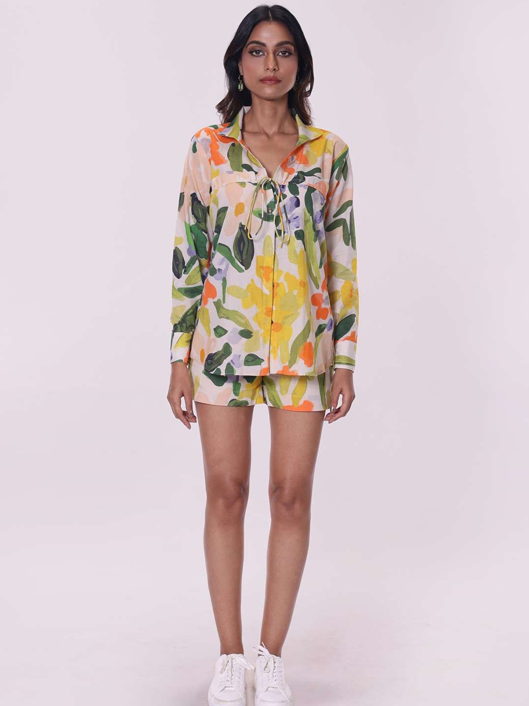 

POPPI Printed Pure Cotton Shirt & Shorts Co-Ords, Green
