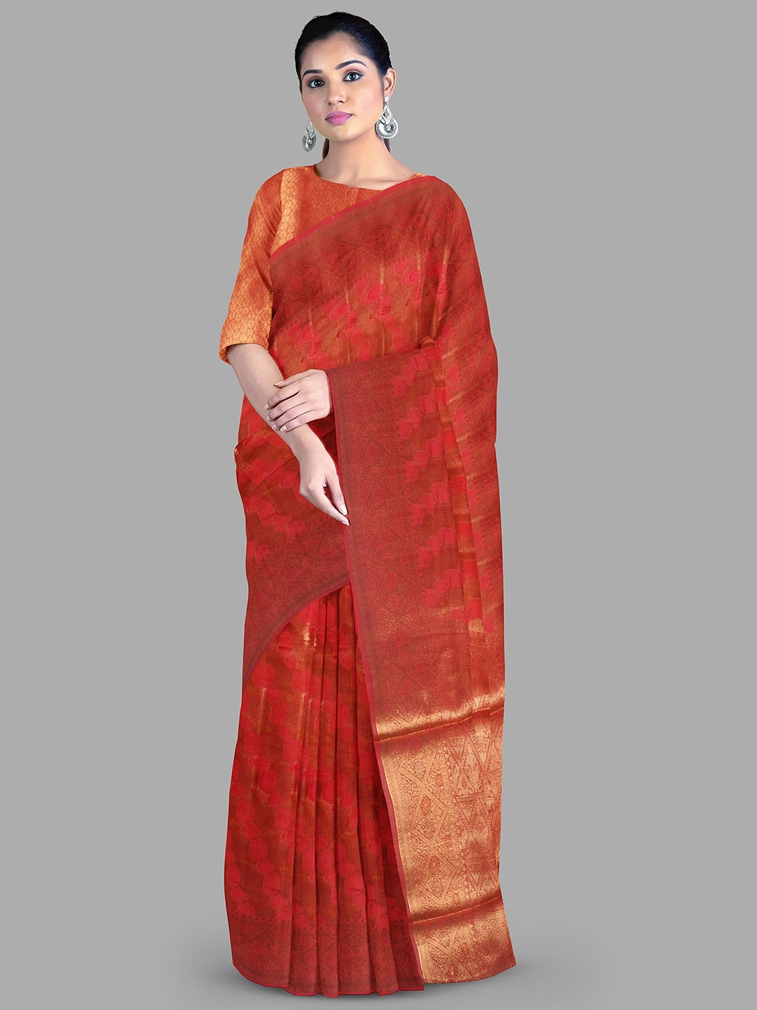 

The Chennai Silks Women Woven Design Organza Banarasi Saree, Red