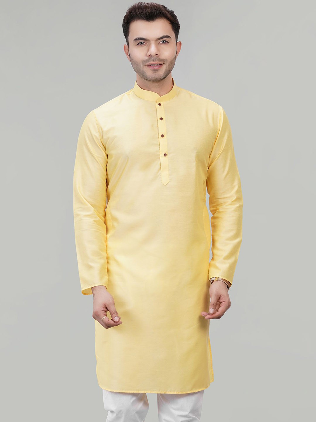 

LA'SCOOT Men Regular Kurta with Pyjamas, Yellow