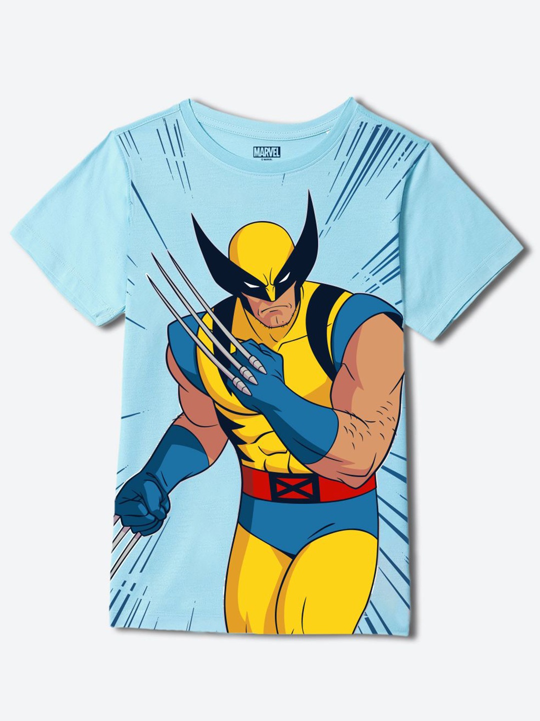 

YK Marvel Boys Graphic Printed Round Neck Cotton T-shirt, Blue