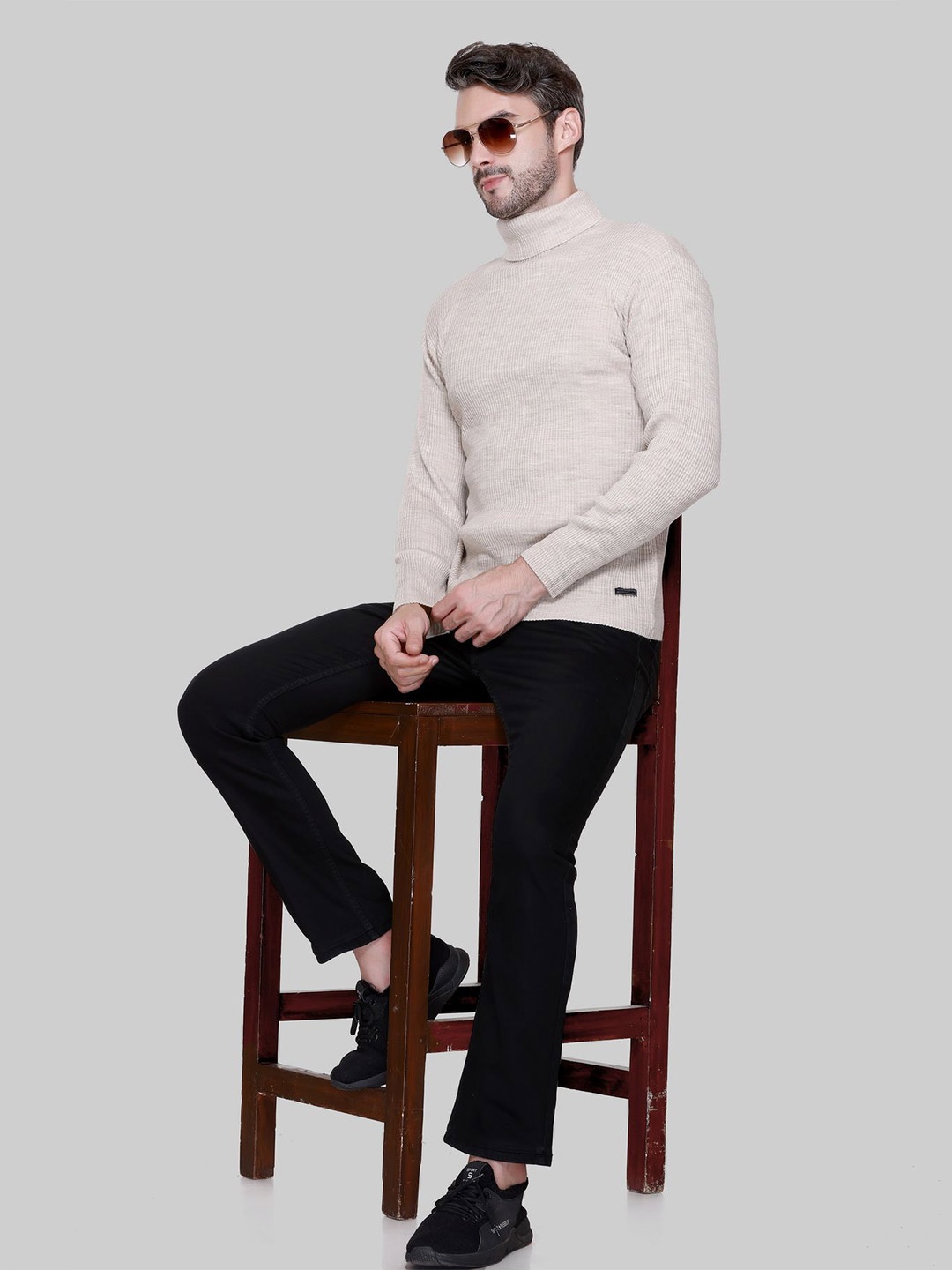 

513 Men Ribbed Pullover, Beige