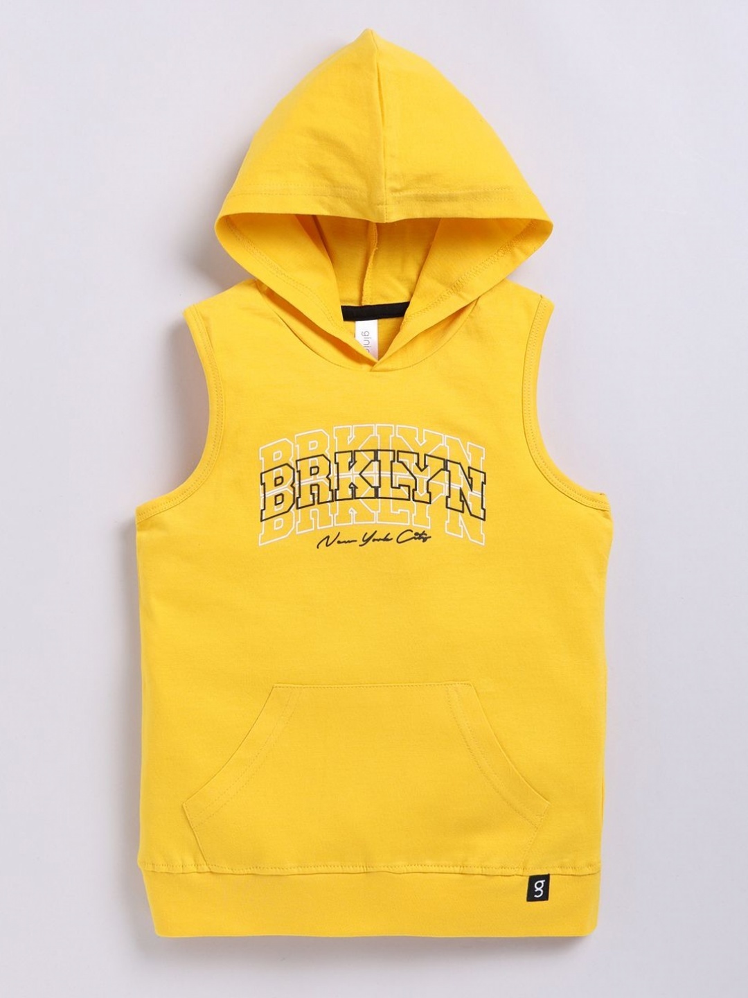 

Ginie Boys Typography Printed Hood Cotton T-Shirt, Yellow