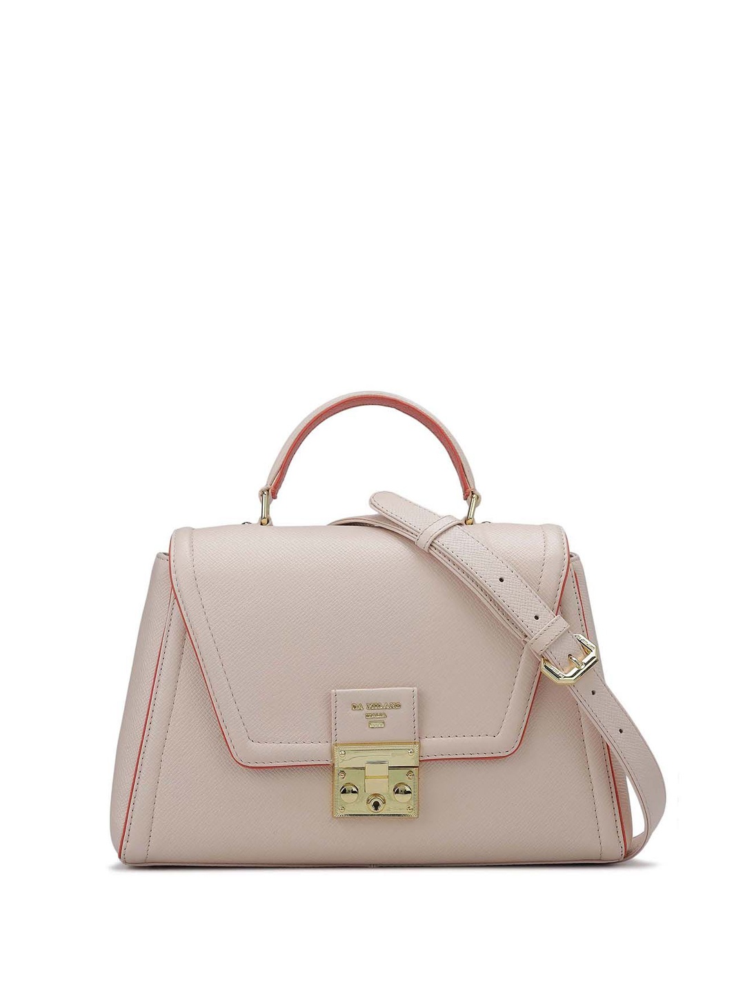 

Da Milano Textured Leather Swagger Sling Bag, Pink
