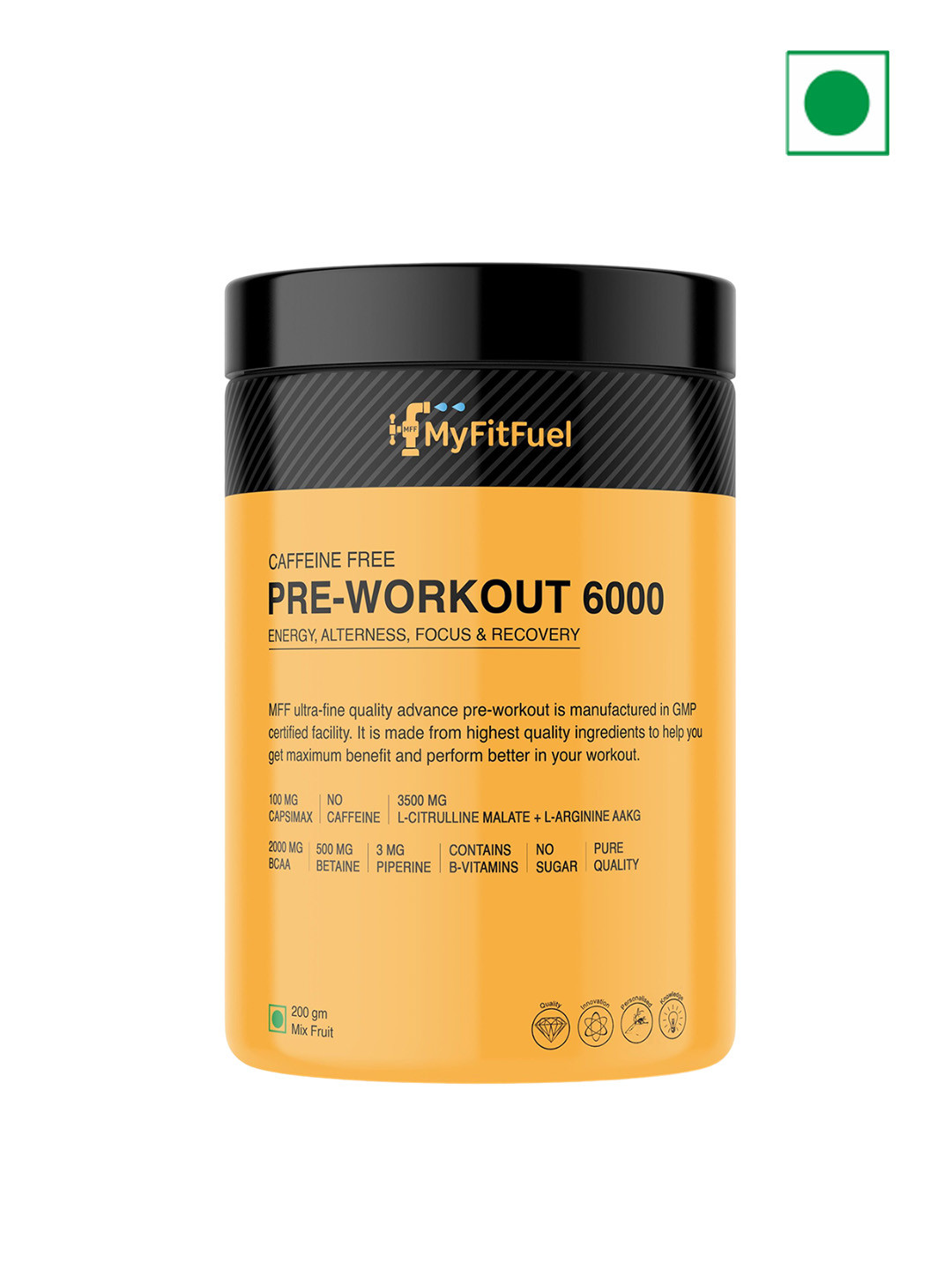 

MyFitFuel Caffeine Free Pre Workout 6000 - 200g - Mix Fruit, Cream