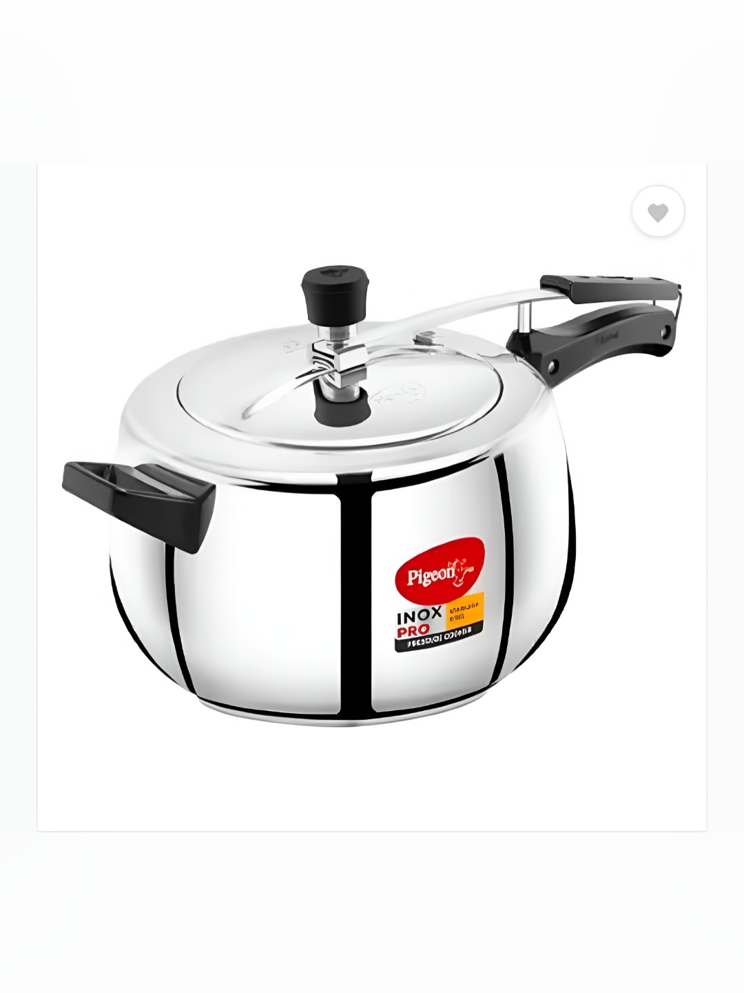 

Pigeon Inox Pro Black Stainless Steel Pressure Cooker With Induction - 5L, Silver