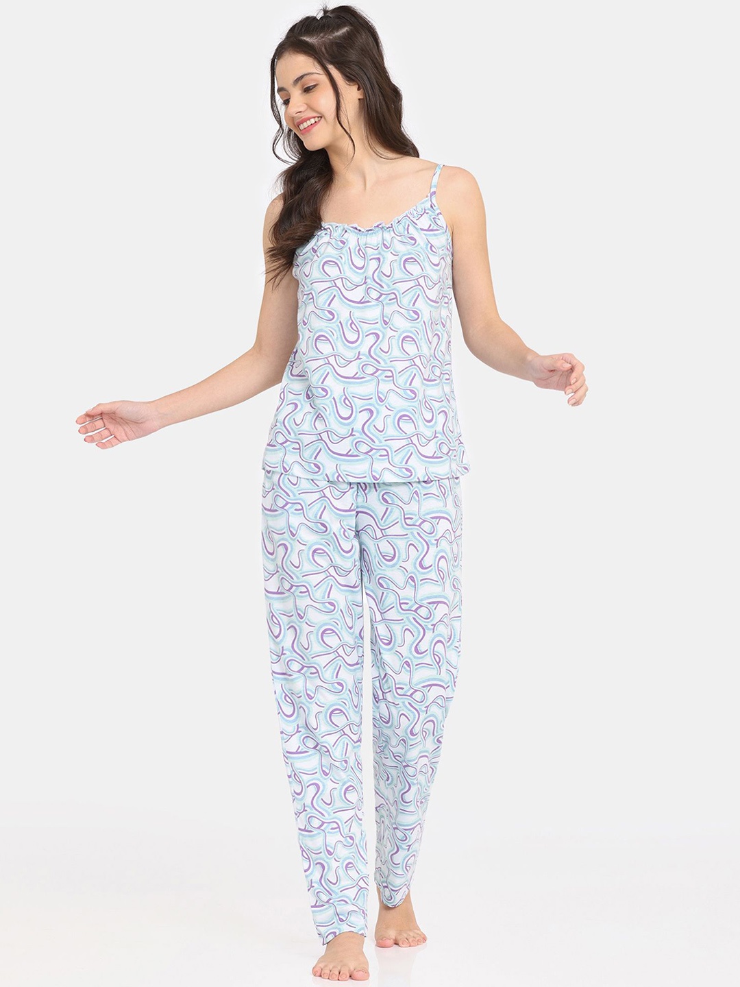 

Rosaline by Zivame Women Printed Night suit, Blue