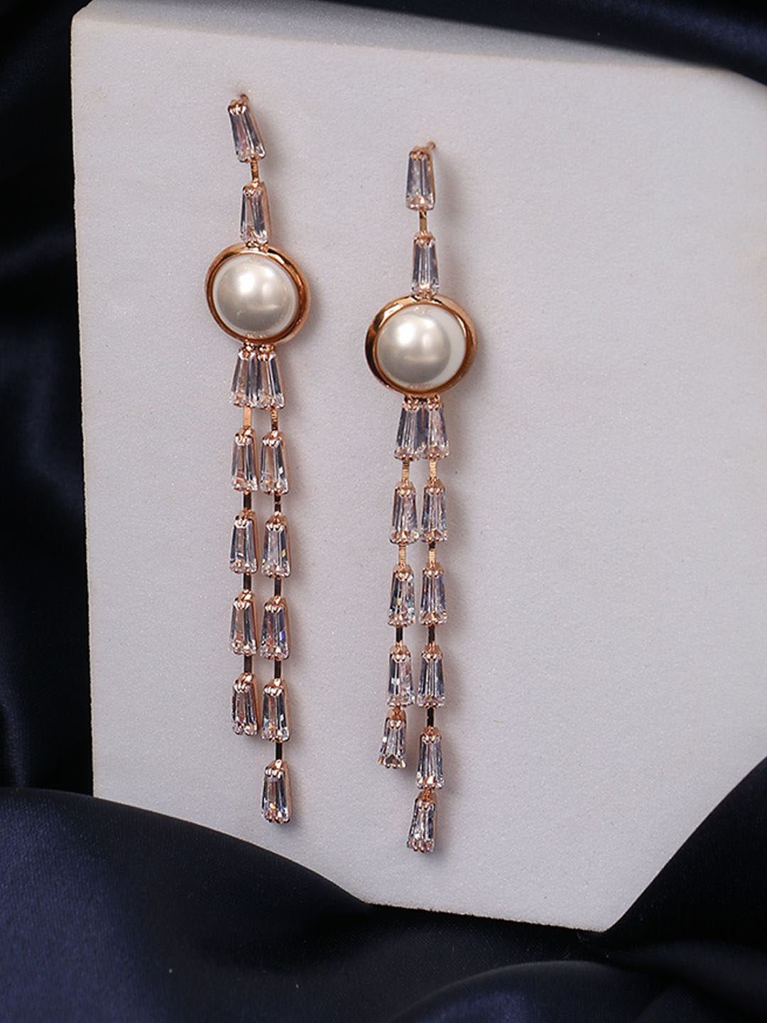 

Adwitiya Collection Rose Gold Plated Classic Drop Earrings