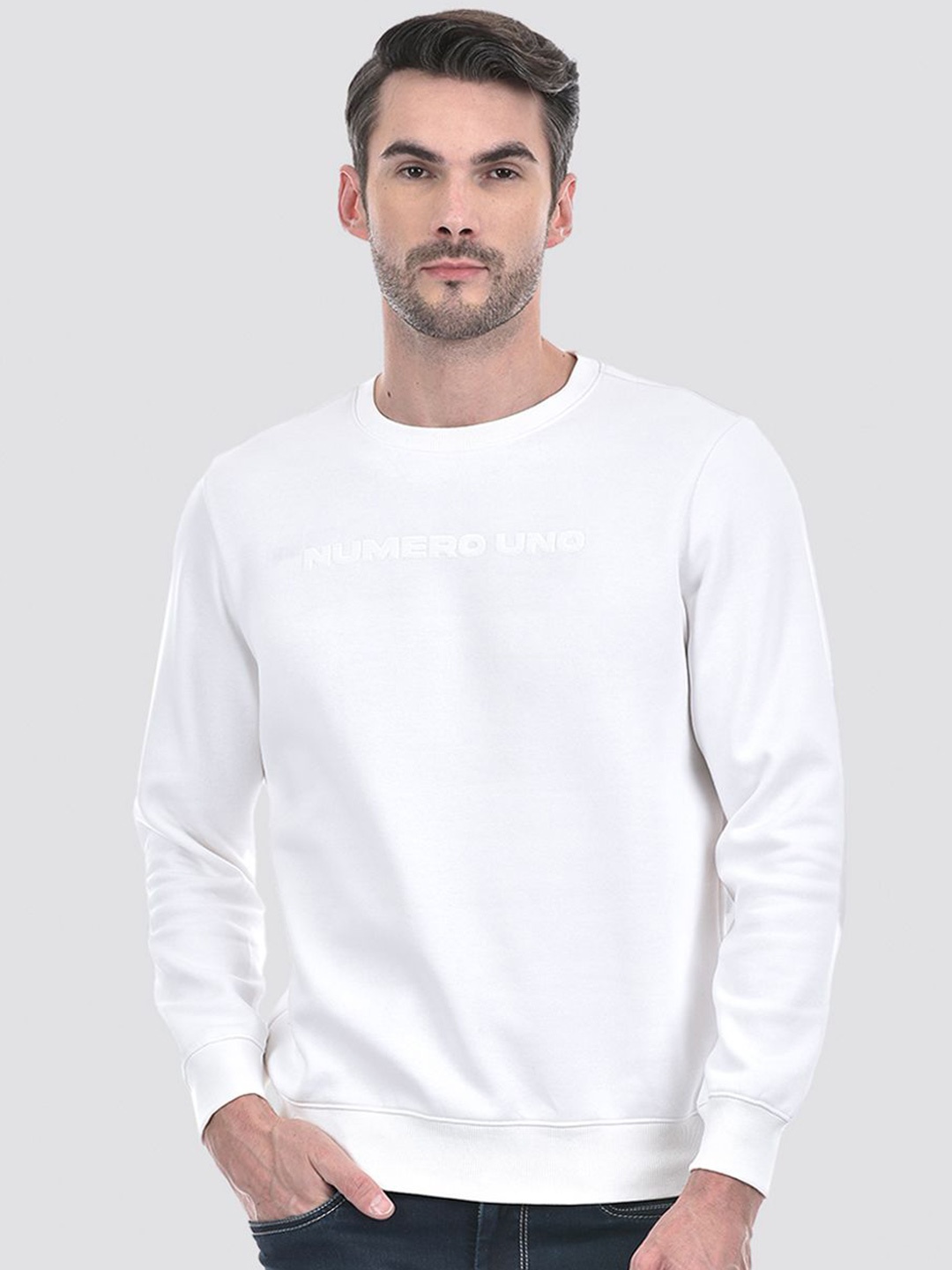 

Numero Uno Men Typography Printed Sweatshirt, White