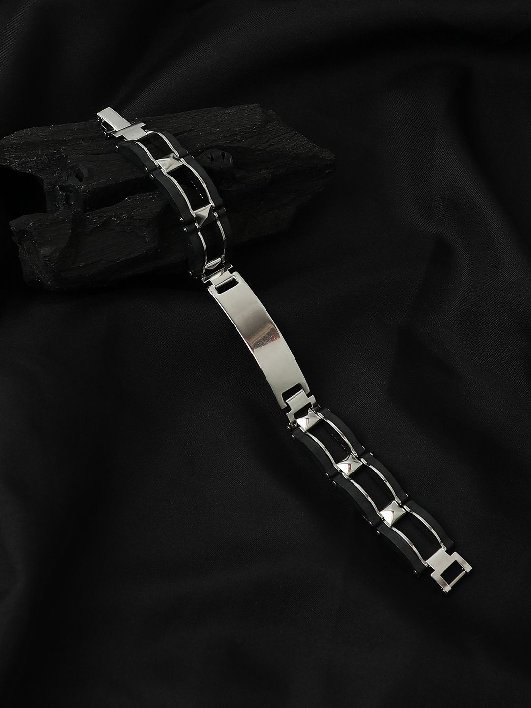 

French Accent Men Silver Plated Wraparound Bracelet