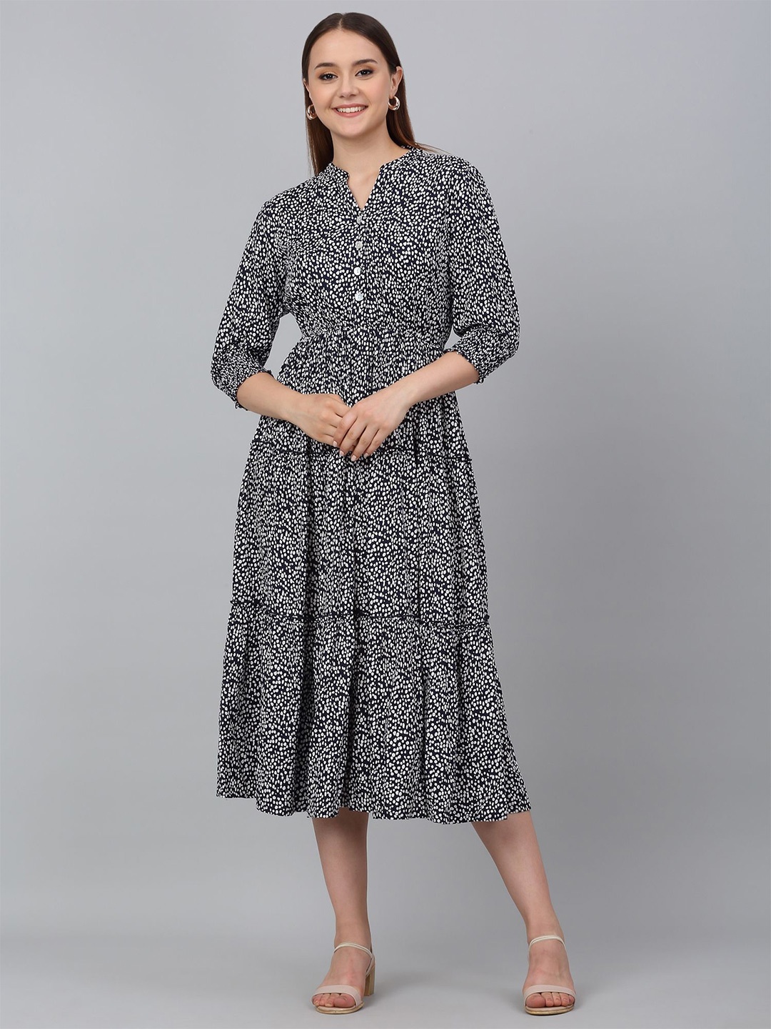 

Cantabil Polka Dot Print Fit & Flare Dress, Blue