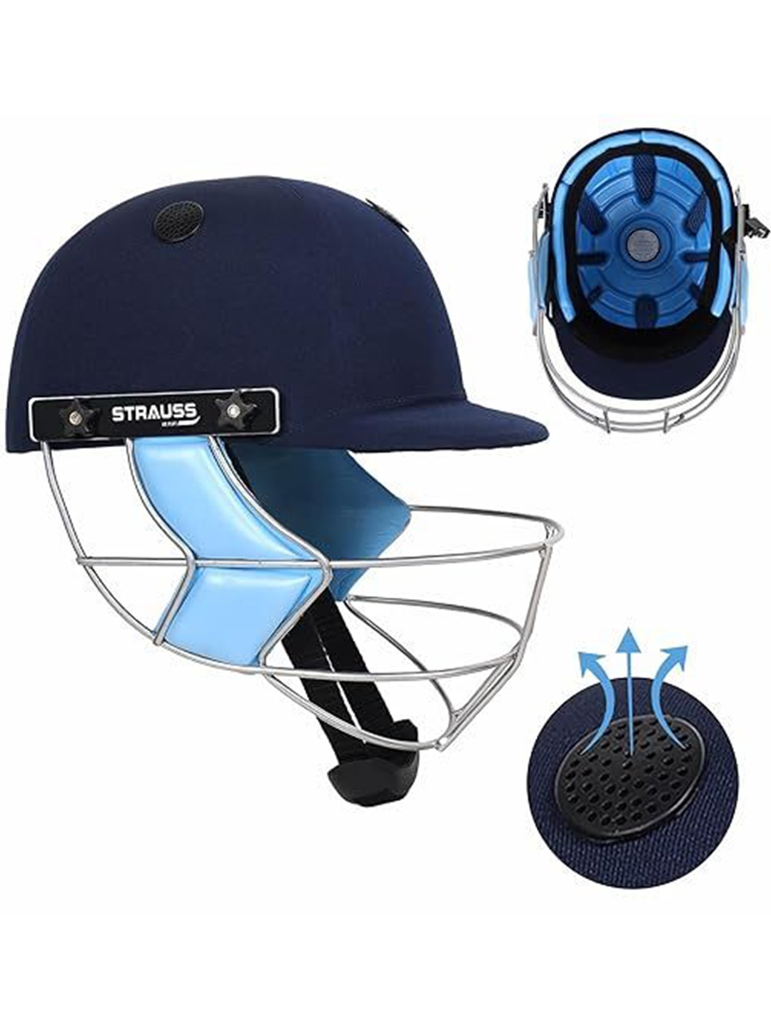 

STRAUSS Boys Steel Grill Cricket Helmet With Adjustable Straps, Blue