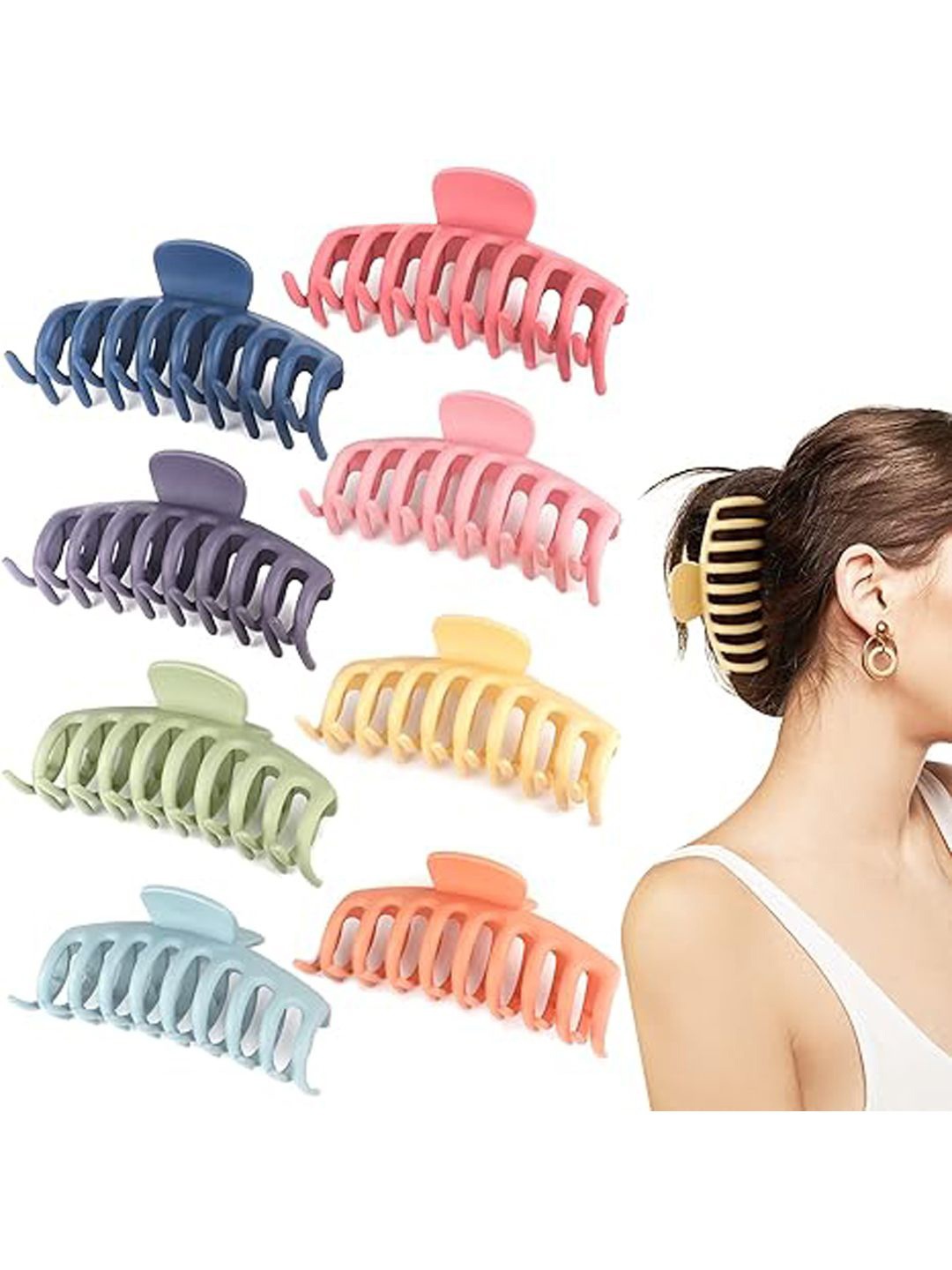 

Softwrap Set of 8 Women Claw Clip, Blue