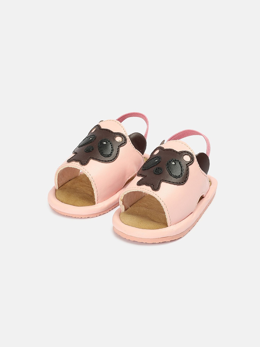 

MINI KLUB Girls PU Applique Open Toe Flats, Pink