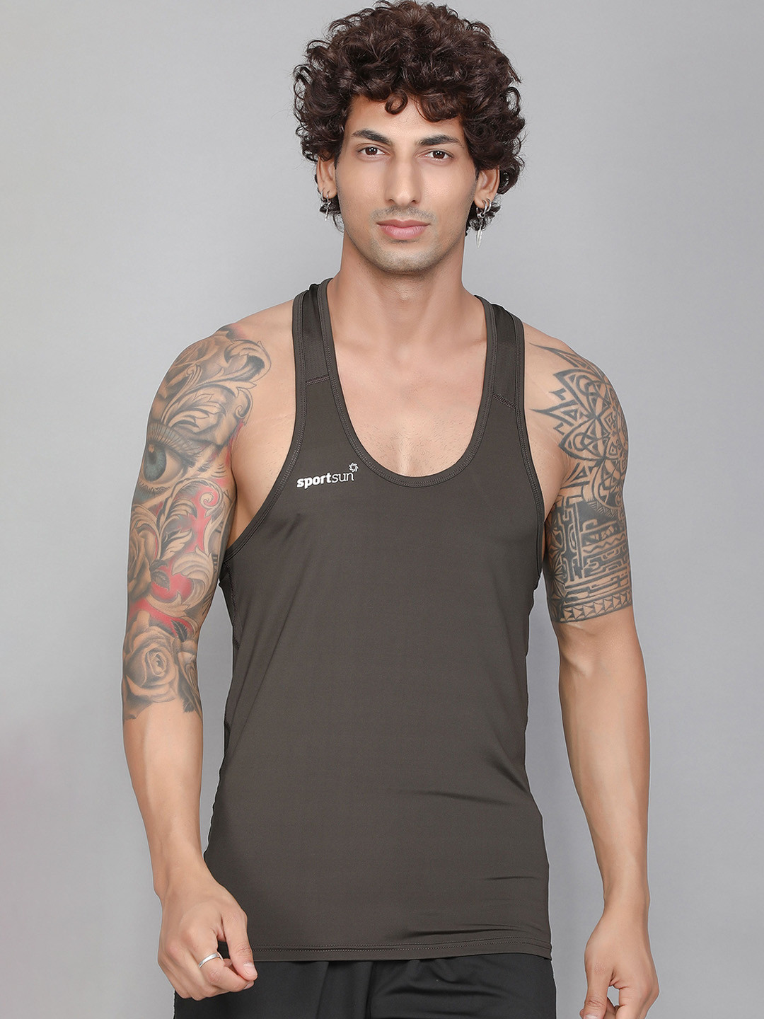 

SPORT SUN Sleeveless Gym innerwear Vests-VEST_GYM-03_Olive_S