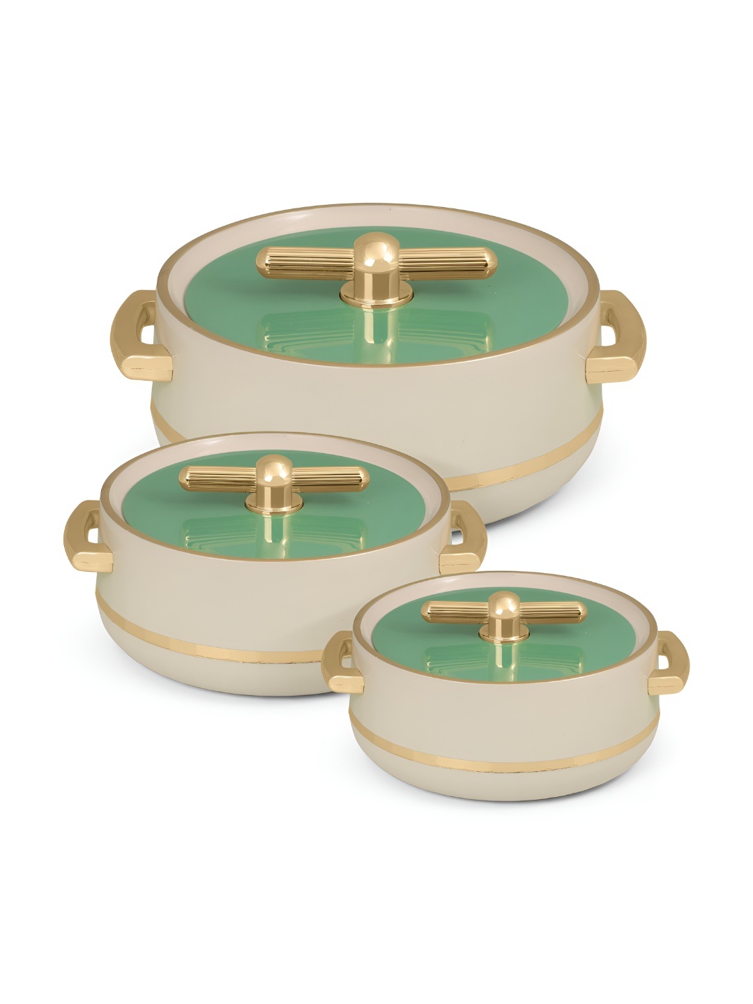 

SELVEL Beige 3 Pcs Elegance Royal Inner Steel Casseroles 1700ml, 1200ml & 600ml