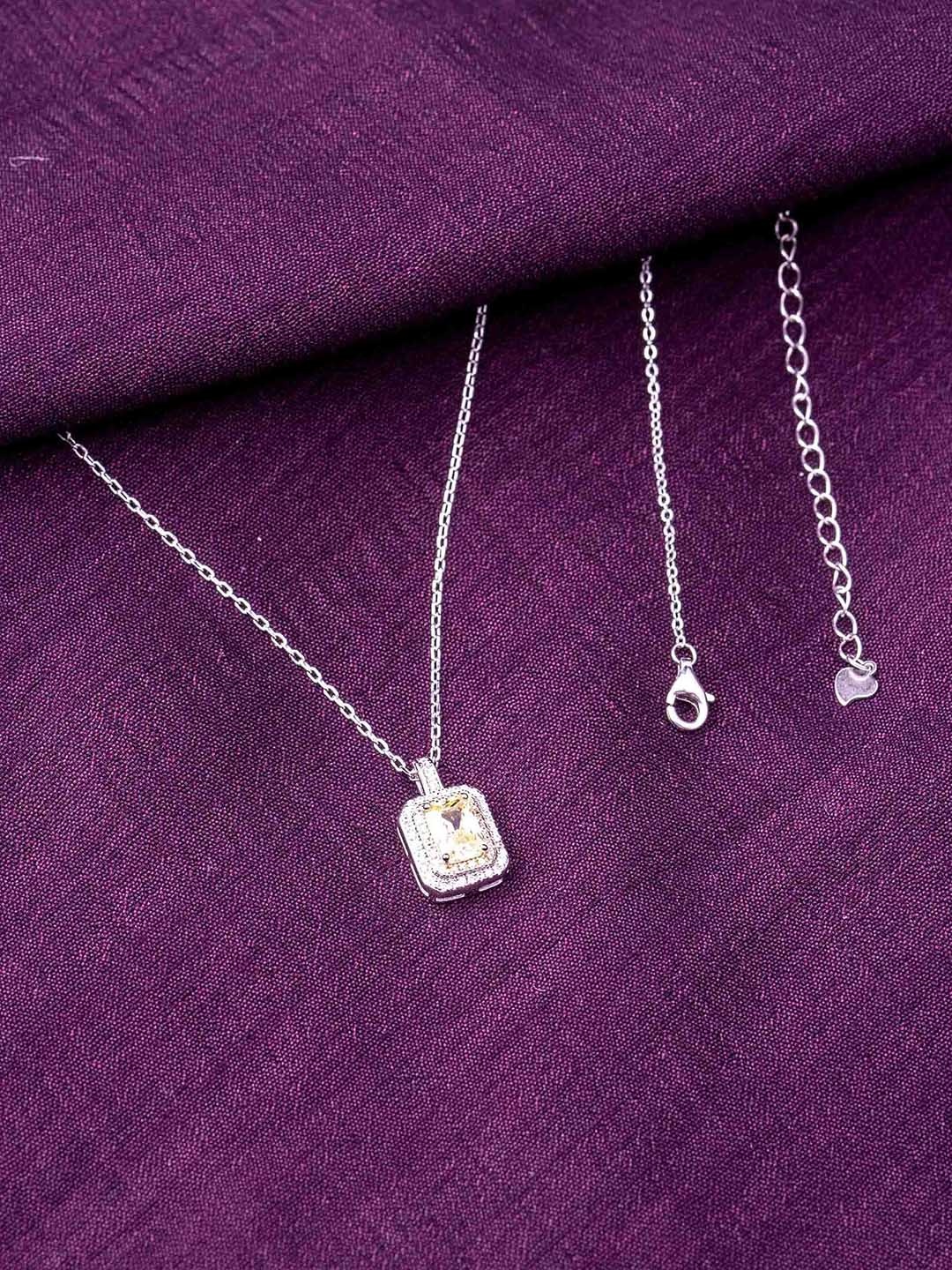 

STERLYN Rhodium-Plated Square Pendants with Chains, Silver