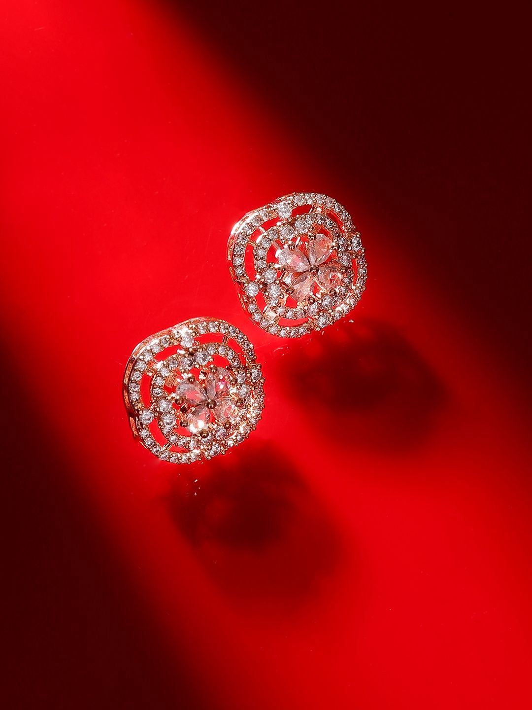 

Priyaasi Rose Gold-Plated Contemporary American Diamond Studs