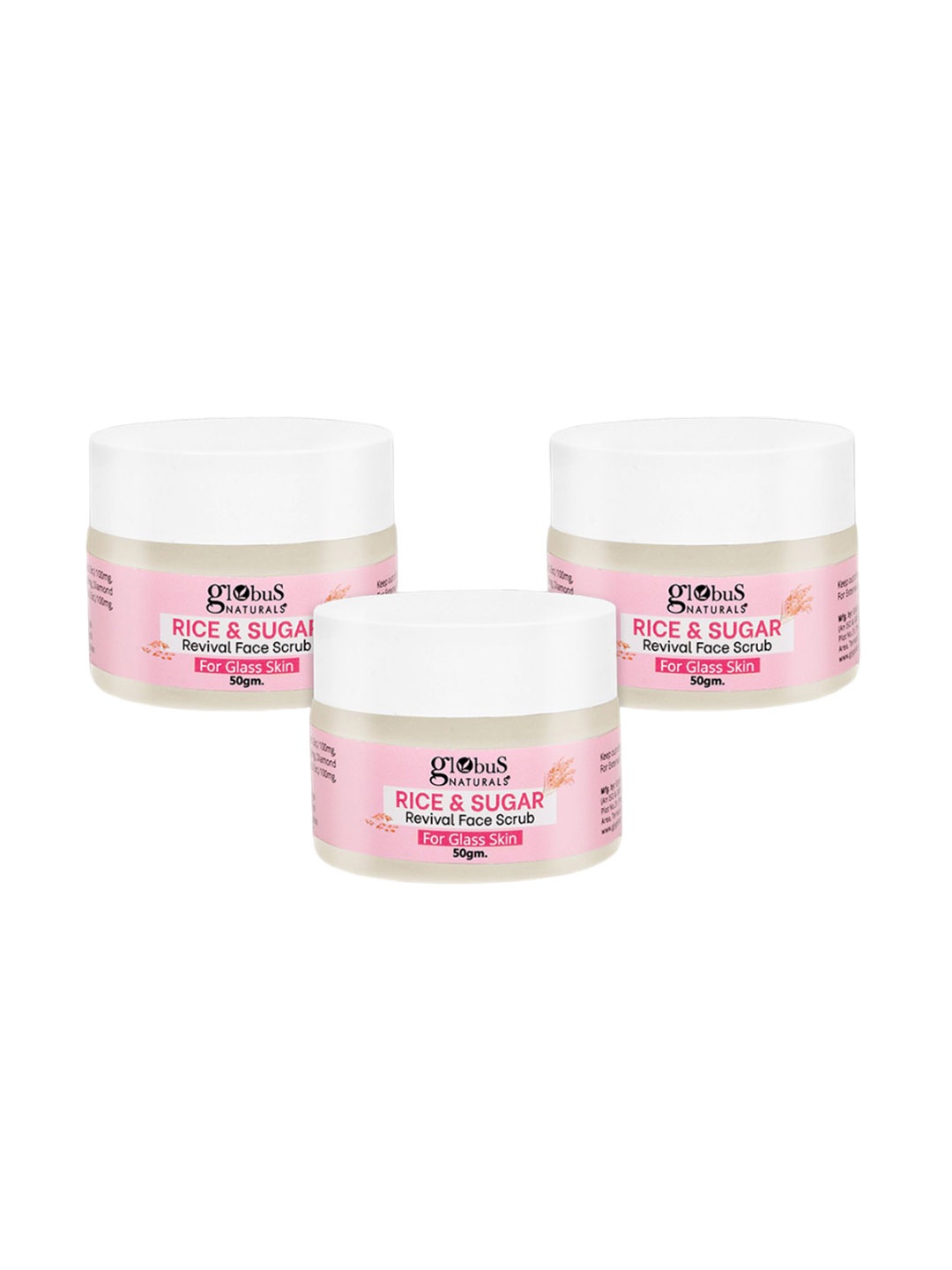 

Globus naturals Rice & Sugar Set Of 3 Revival Face Scrub -50 g Each, White