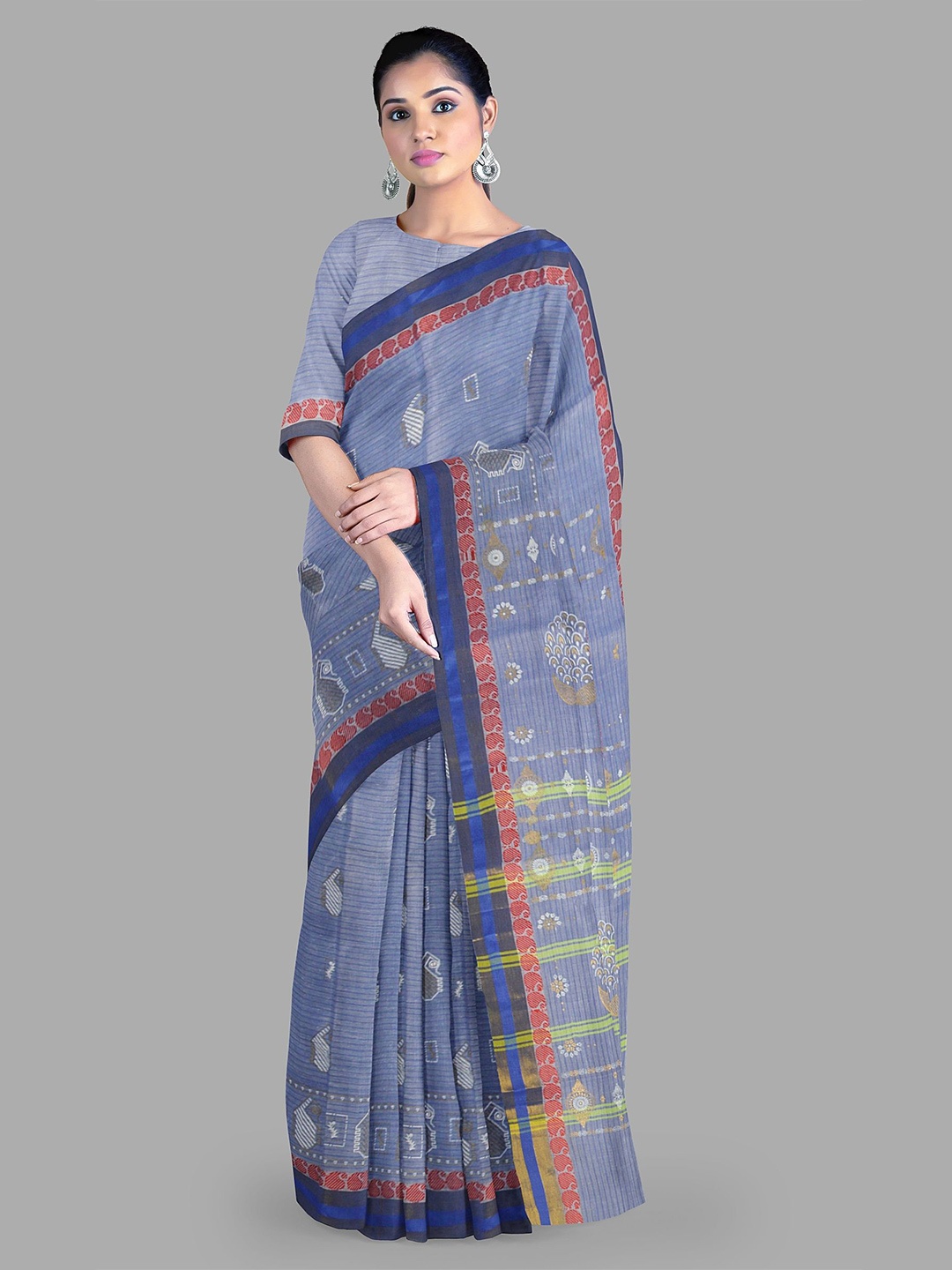 

The Chennai Silks Woven Design Paisley Gadwal Saree, Blue