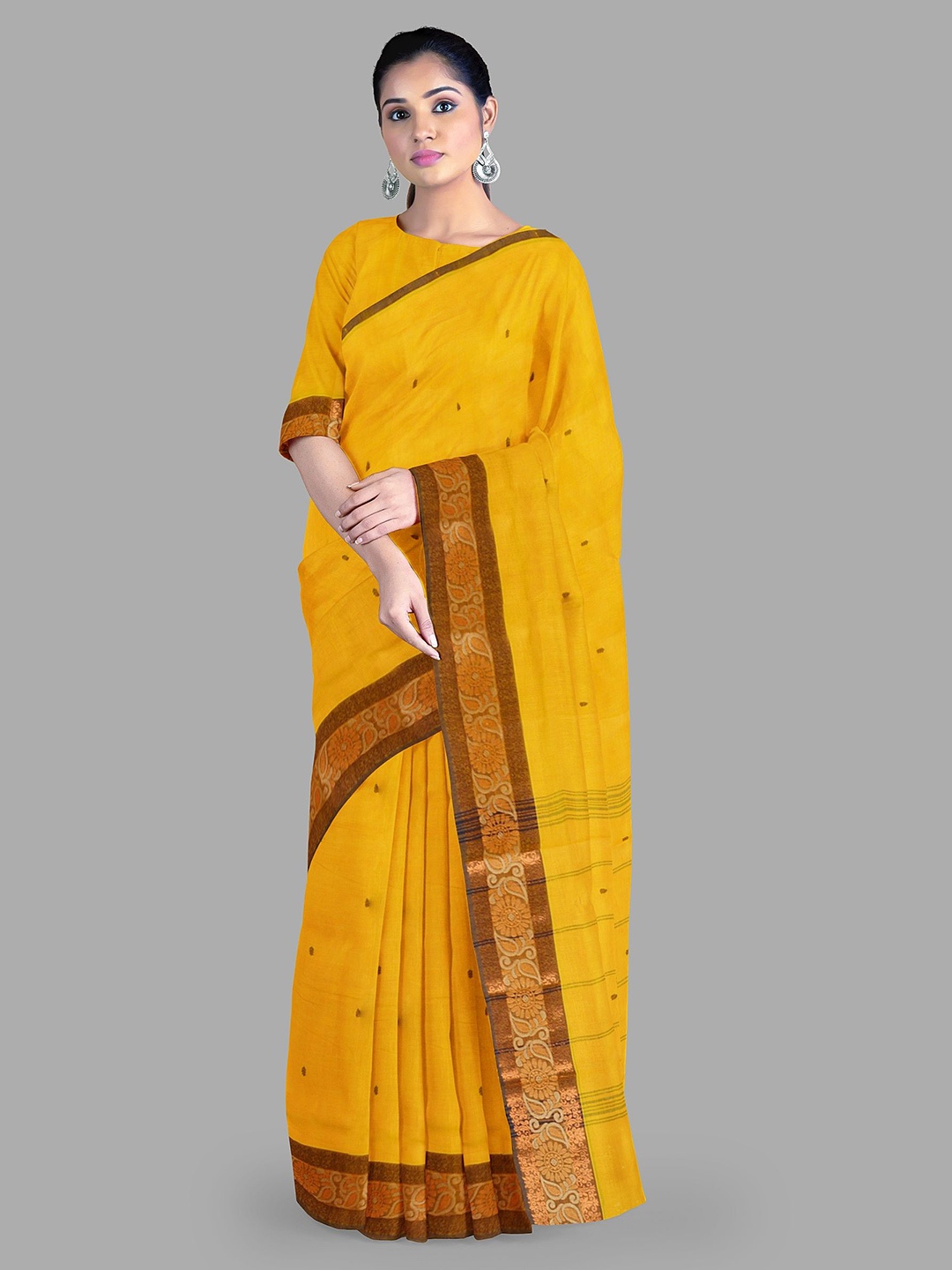 

The Chennai Silks Women Woven Design Pure Cotton Chettinad Saree, Yellow