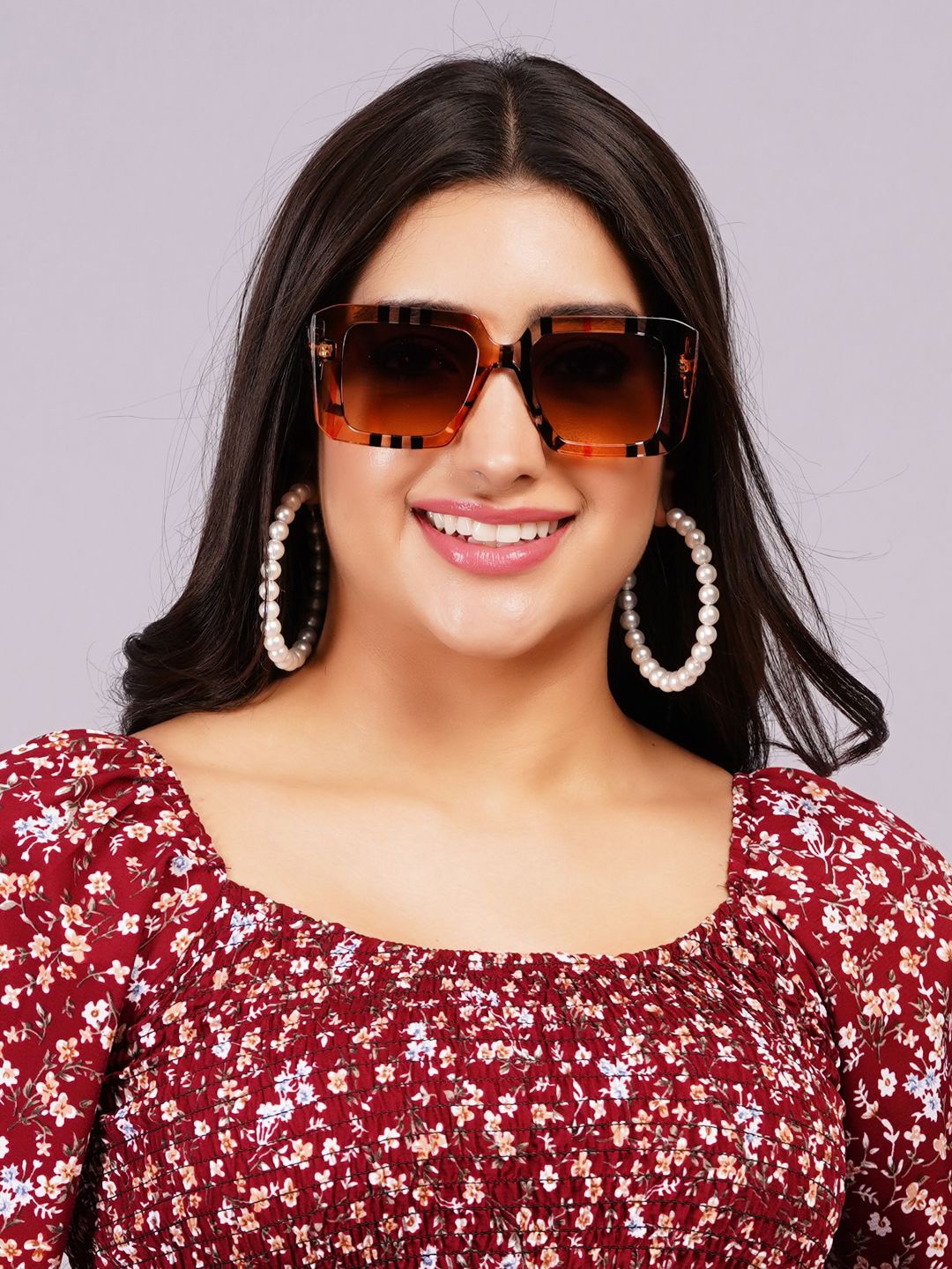 

DressBerry Women Oversized Sunglasses with UV Protected Lens, Brown