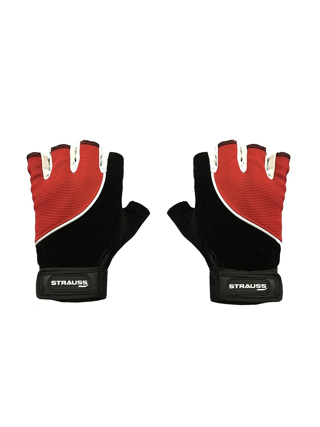 

STRAUSS Patterned Weight Lifting Fitness Gym Hand Gloves, Red
