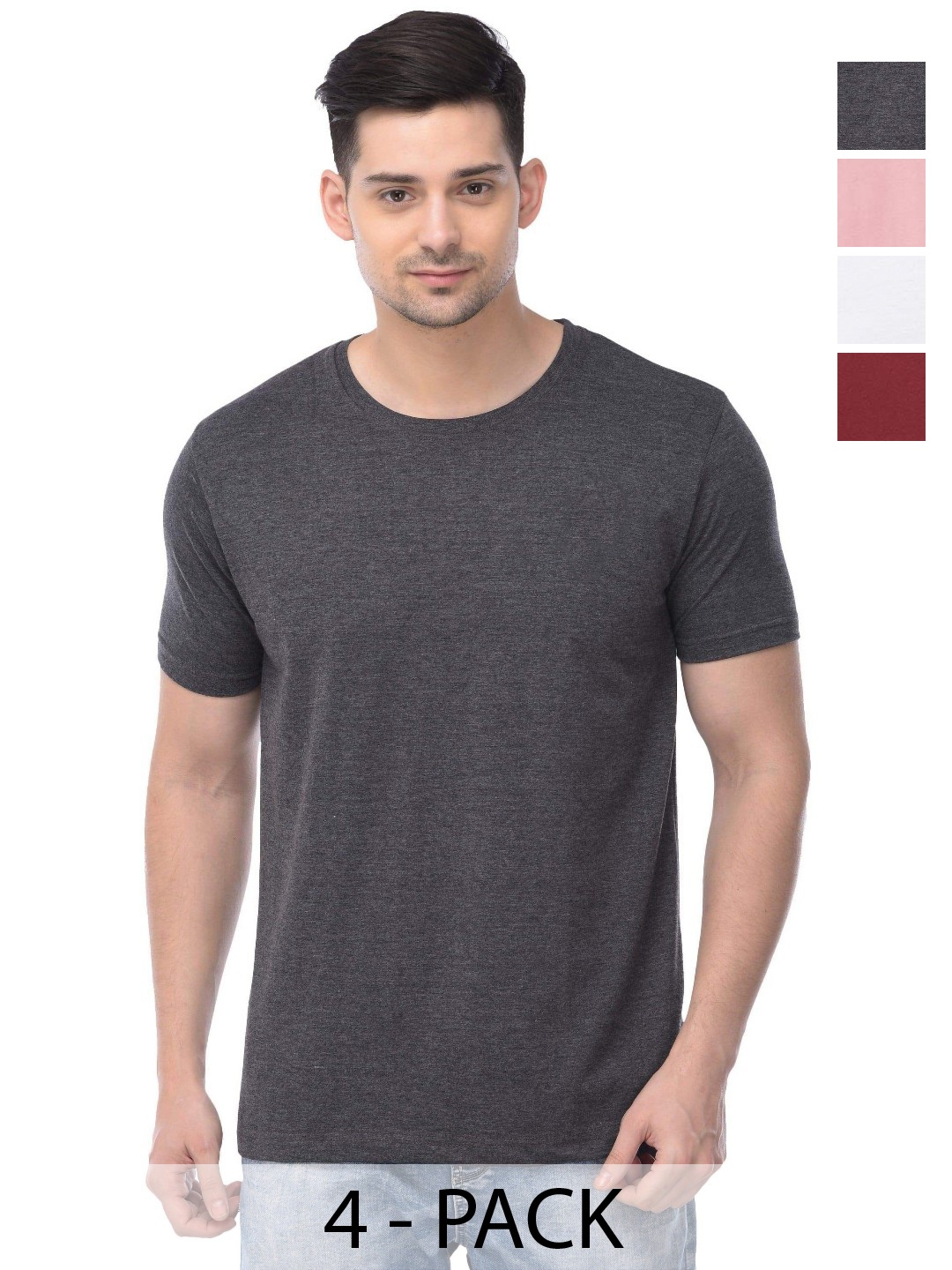 

COLOR CAPITAL Unisex Solid Round Neck Cotton T-Shirts, Grey