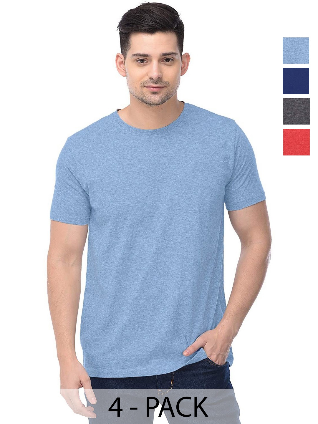 

COLOR CAPITAL Unisex Pack Of 4 Cotton T-Shirts, Na
