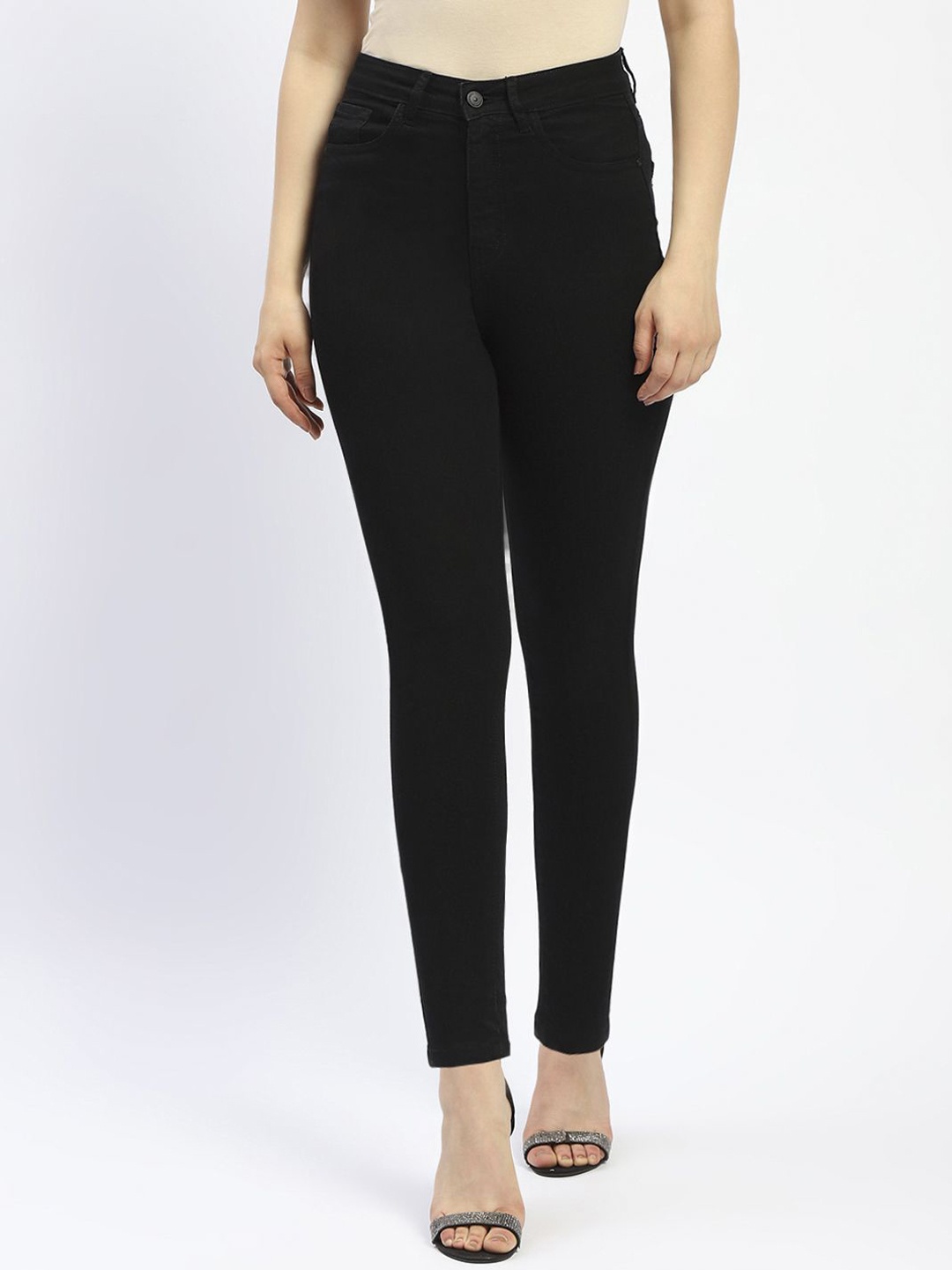 

Madame Women Skinny Fit Slash Knee Jeans, Black