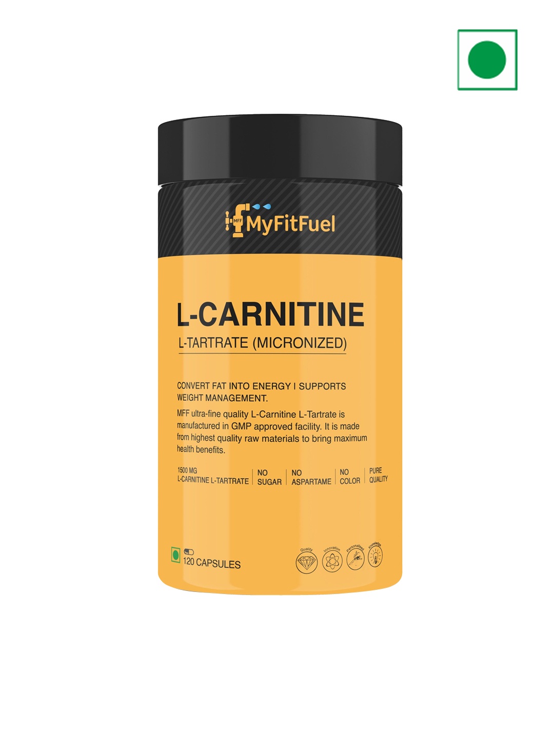 

MyFitFuel L-Carnitine L-Tartrate Micronized 1500mg Capsules - 120 Capsules, Cream