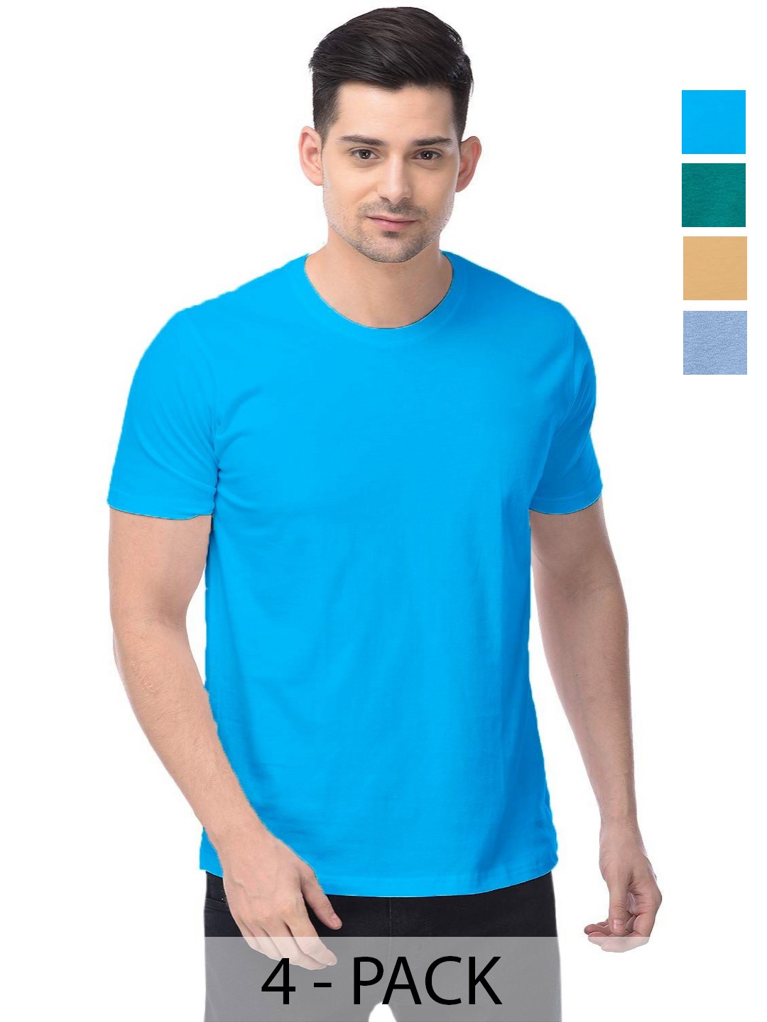 

COLOR CAPITAL Unisex Pack Of 4 Cotton T-Shirts, Na