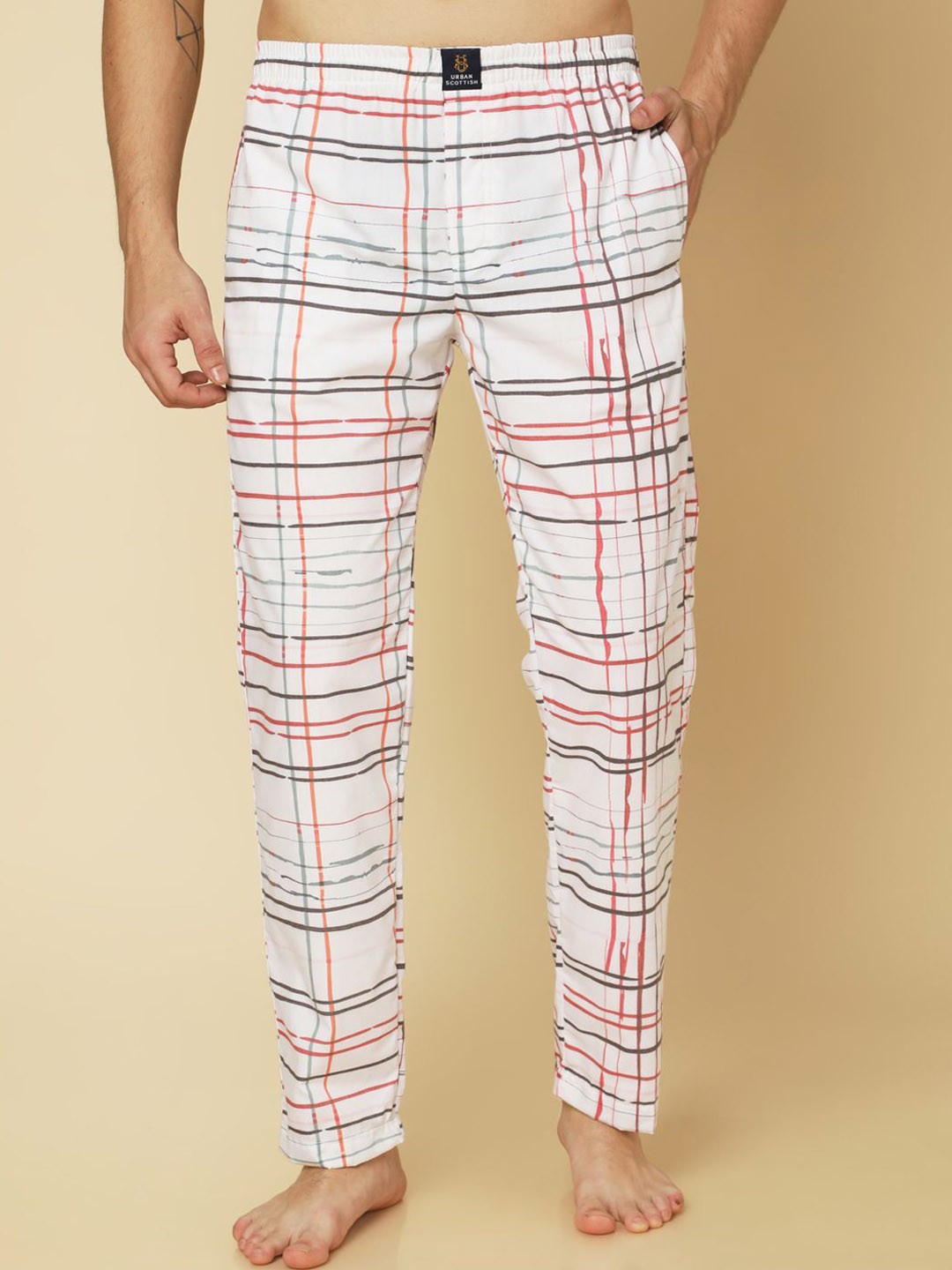 

URBAN SCOTTISH Printed Lightweight Lounge Pants, White