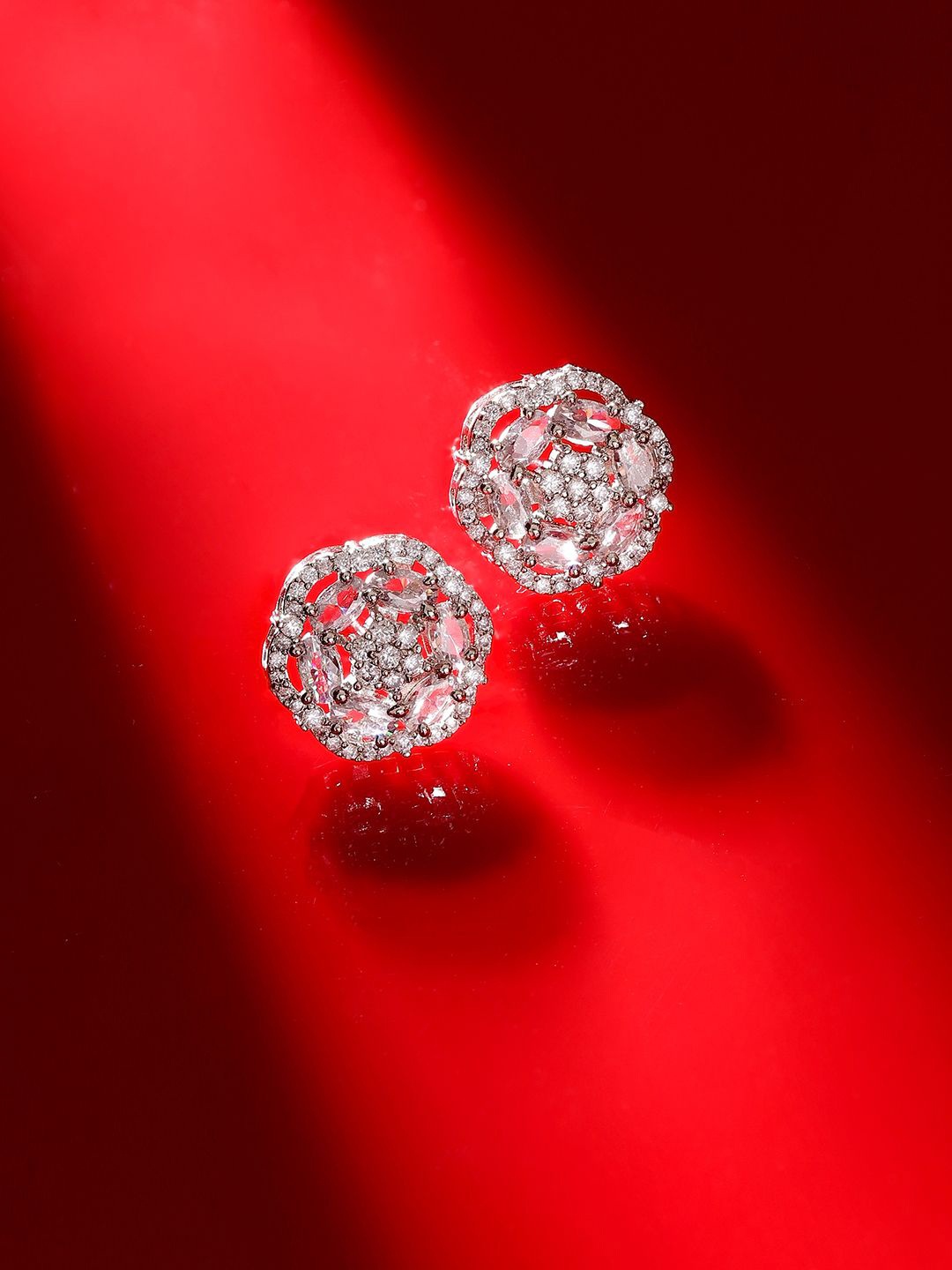 

Priyaasi Silver Plated Contemporary American Diamond Studded Earrings