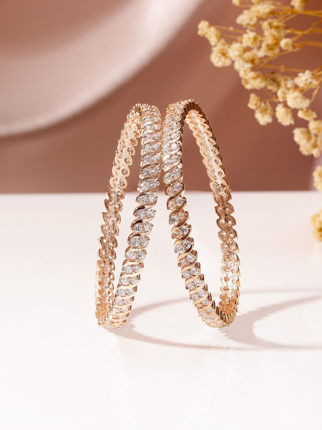 

Priyaasi Rose Gold-Plated AD-Studded Bangles