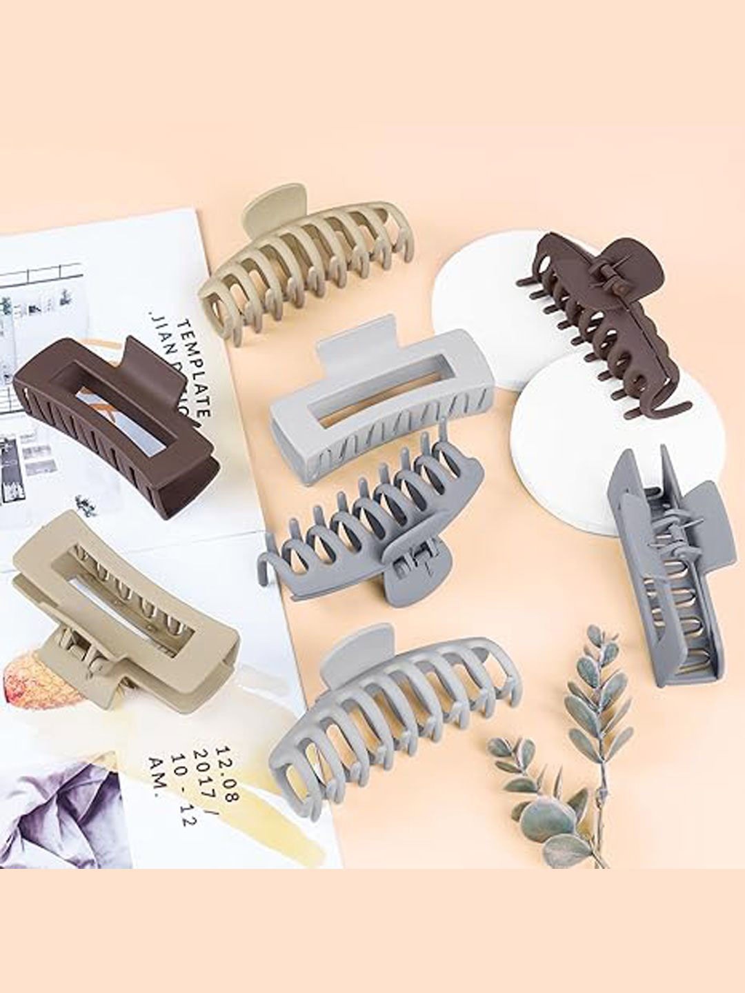 

Softwrap Set Of 8 Women Claw Clip, Grey