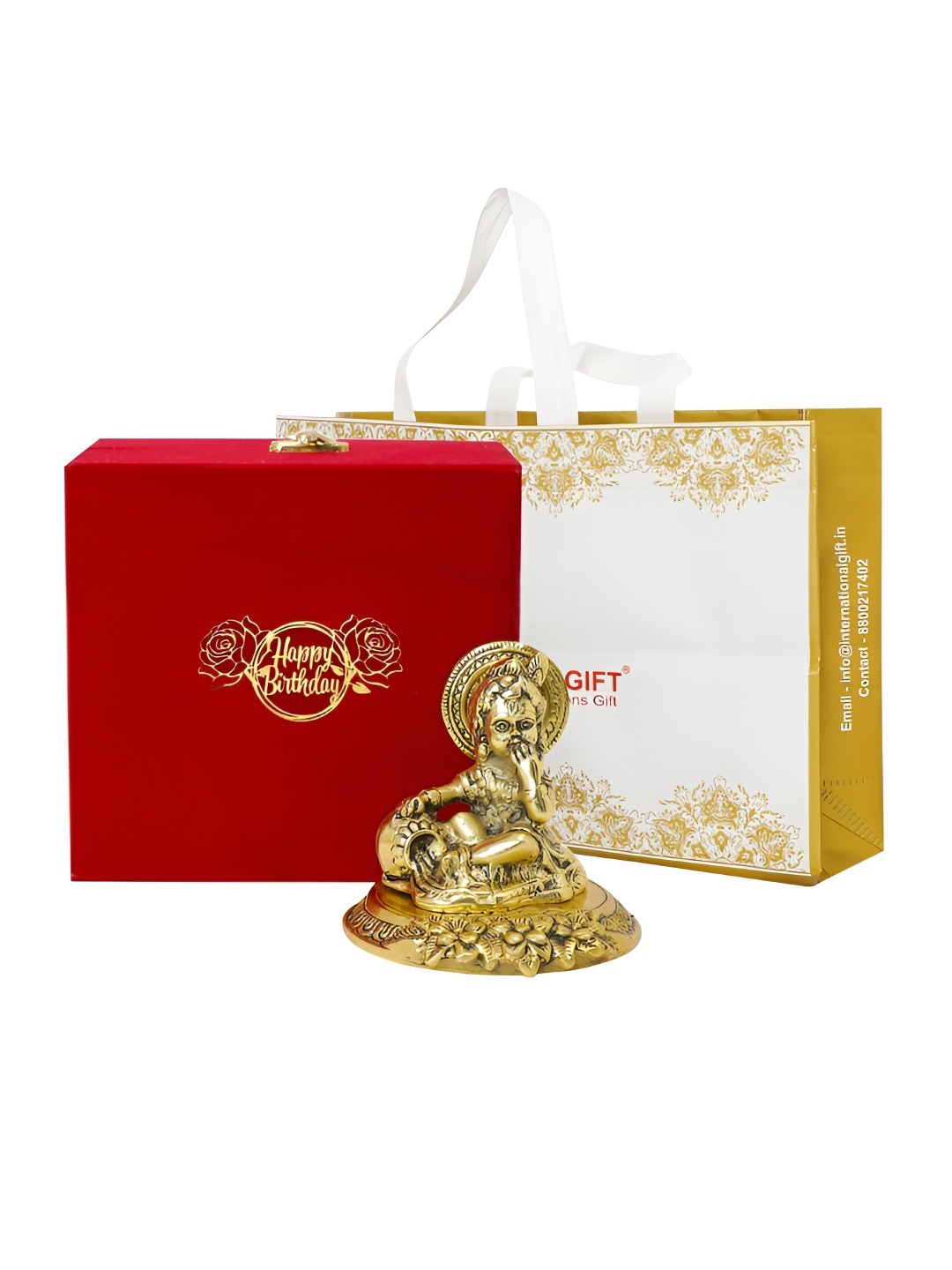 

INTERNATIONAL GIFT Gold-Toned Laddu Gopal Showpiece With Velvet Box