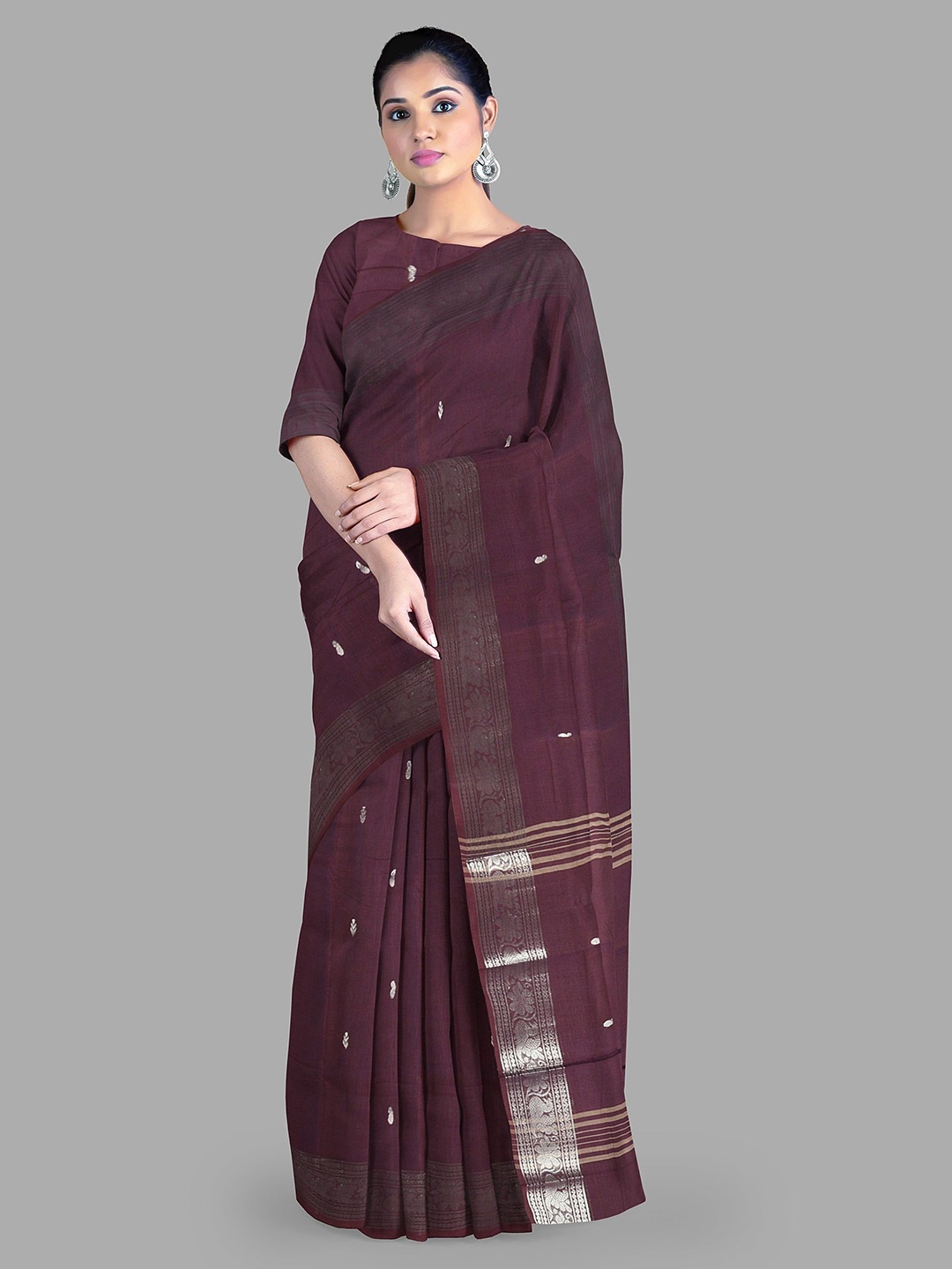 

The Chennai Silks Women Ethnic Motifs Pure Cotton Chettinad Saree, Maroon
