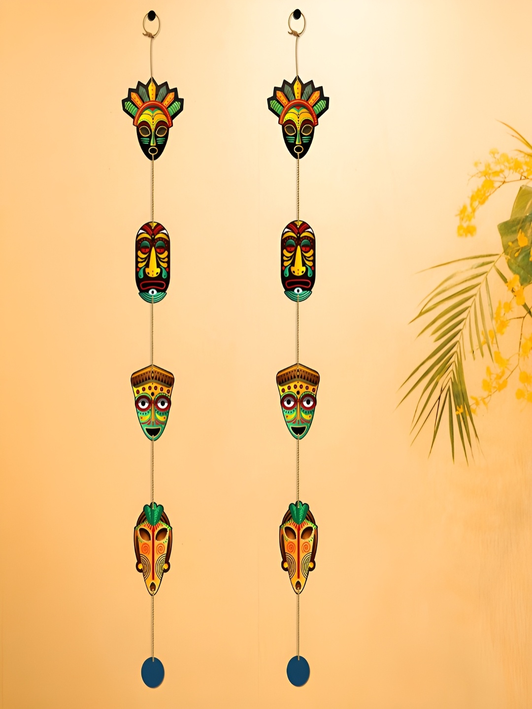 

Home Delight Yellow & Green Tribal Toran Wooden Wall Hanging