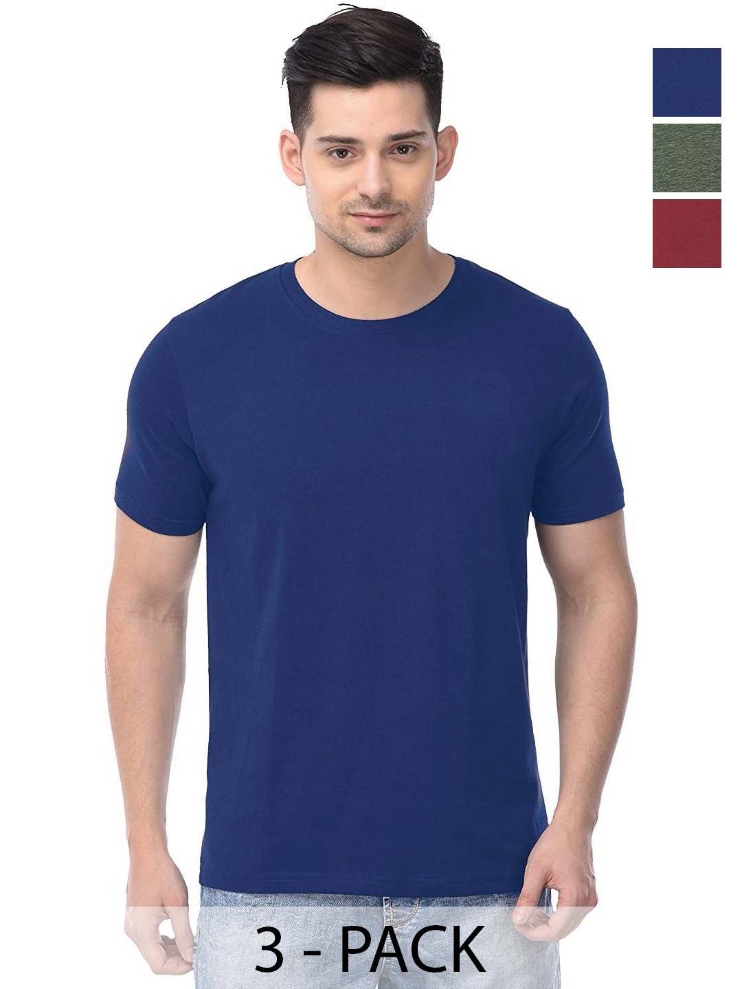 

COLOR CAPITAL Unisex Pack Of 3 Cotton T-Shirts, Na
