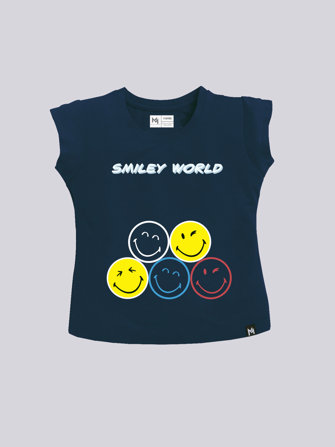 

YK X Minute Mirth Girls Printed T-shirt, Navy blue