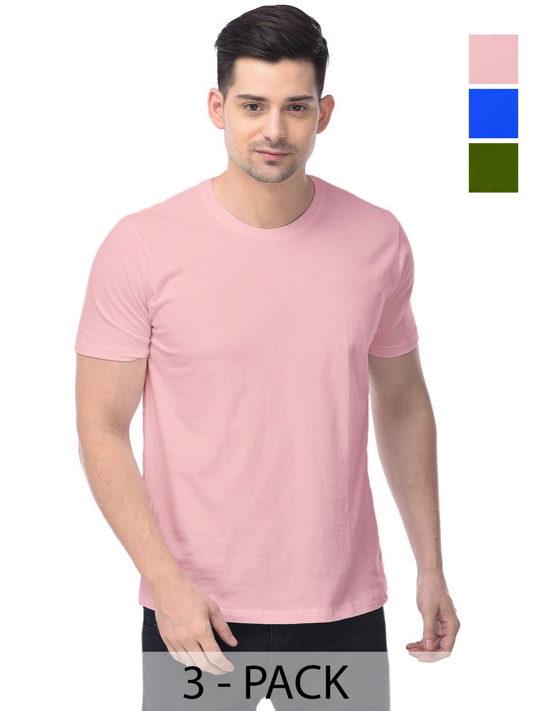 

COLOR CAPITAL Unisex Pack Of 3 Cotton T-Shirts, Peach