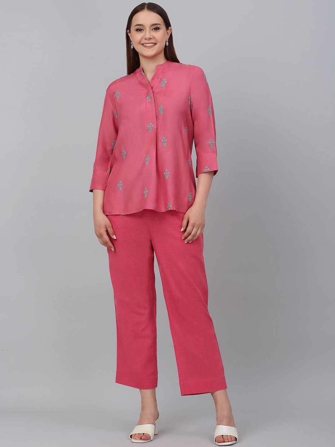 

Cantabil Printed Tunic With Trousers Co-Ords, Pink