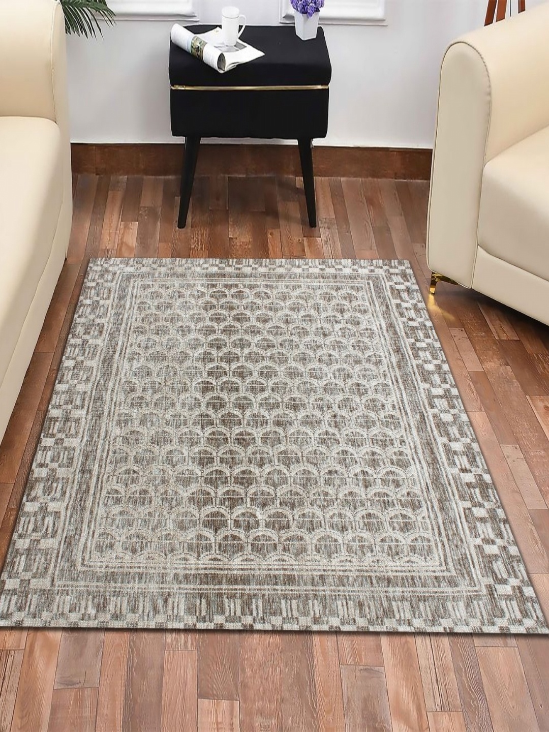 

MULTITEX Camel Brown and White Geometric Anti-Skid Contemporary Carpet