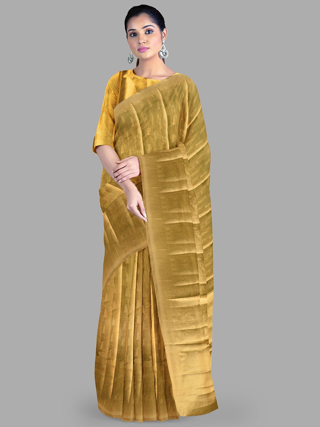 

The Chennai Silks Floral Woven Design Organza Banarasi Saree, Gold