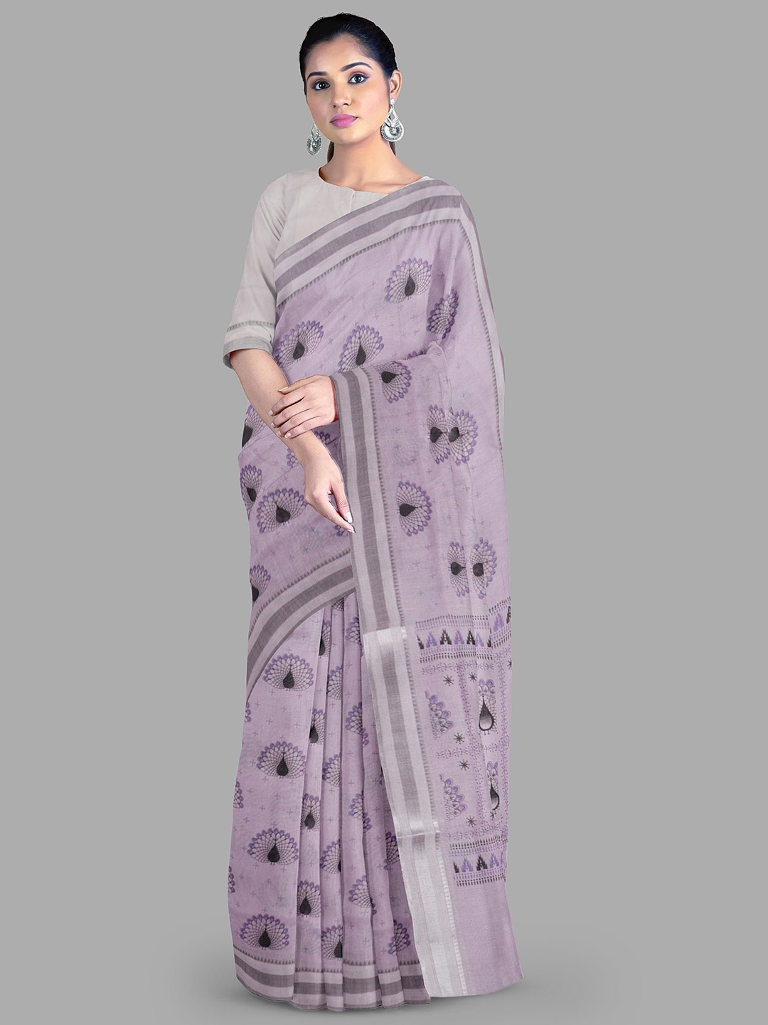 

The Chennai Silks Ethnic Motifs Gadwal Saree, Purple