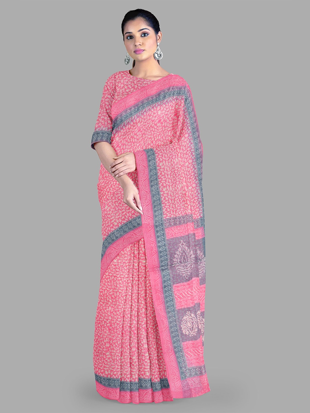 

The Chennai Silks Pure Cotton Muga Saree, Pink