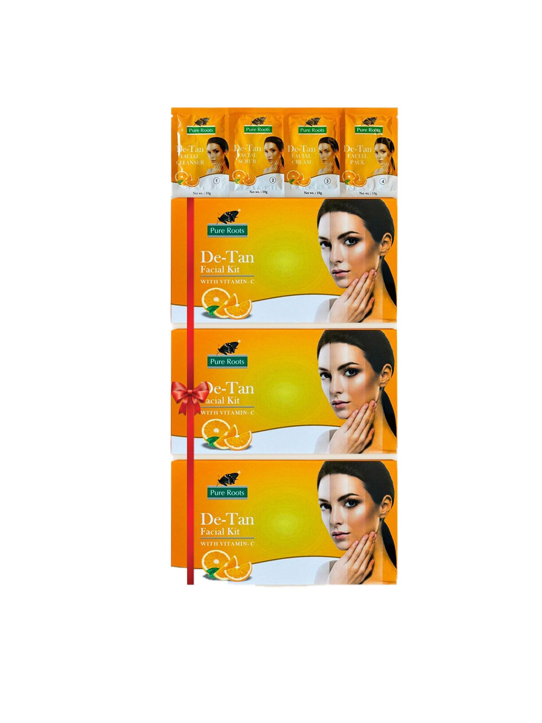 

pure roots Set Of 3 De - Tan Facial Kit-50g Each, Yellow