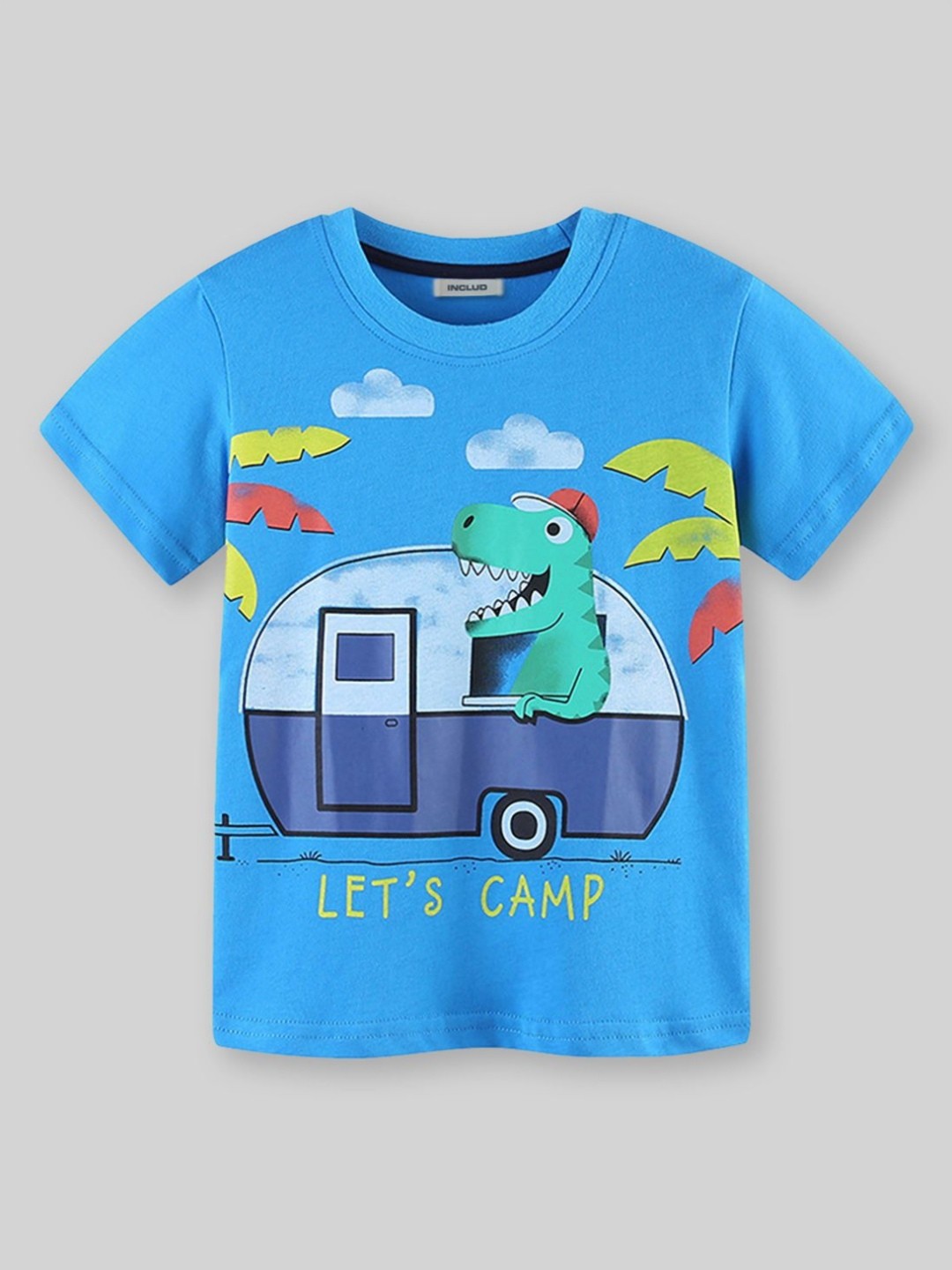 

INCLUD Boys Graphic Printed Round Neck Cotton T-shirt, Blue