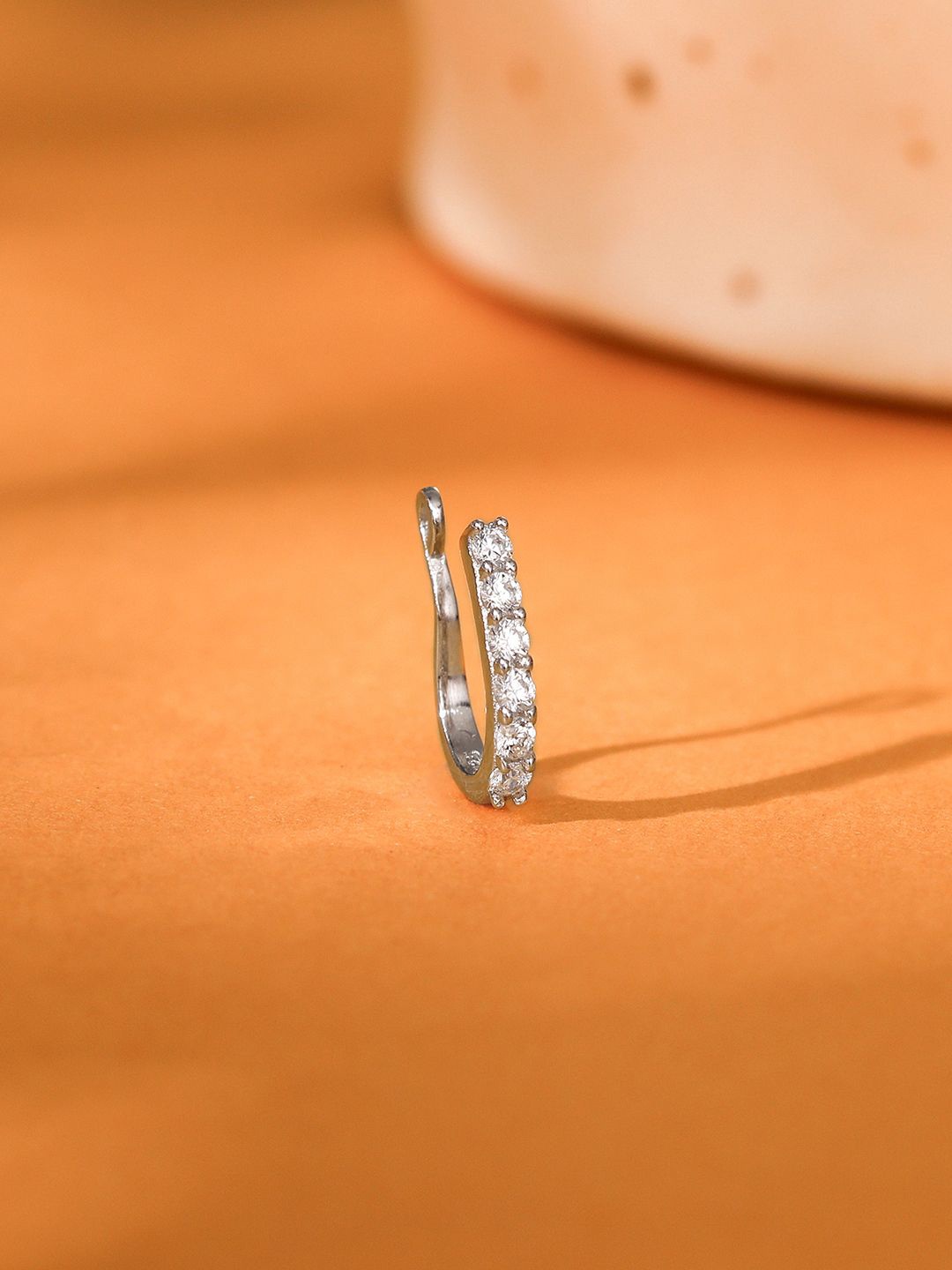 

GIVA 925 Sterling Silver Rhodium-Plated Cubic Zirconia Studded Ring Nosepin